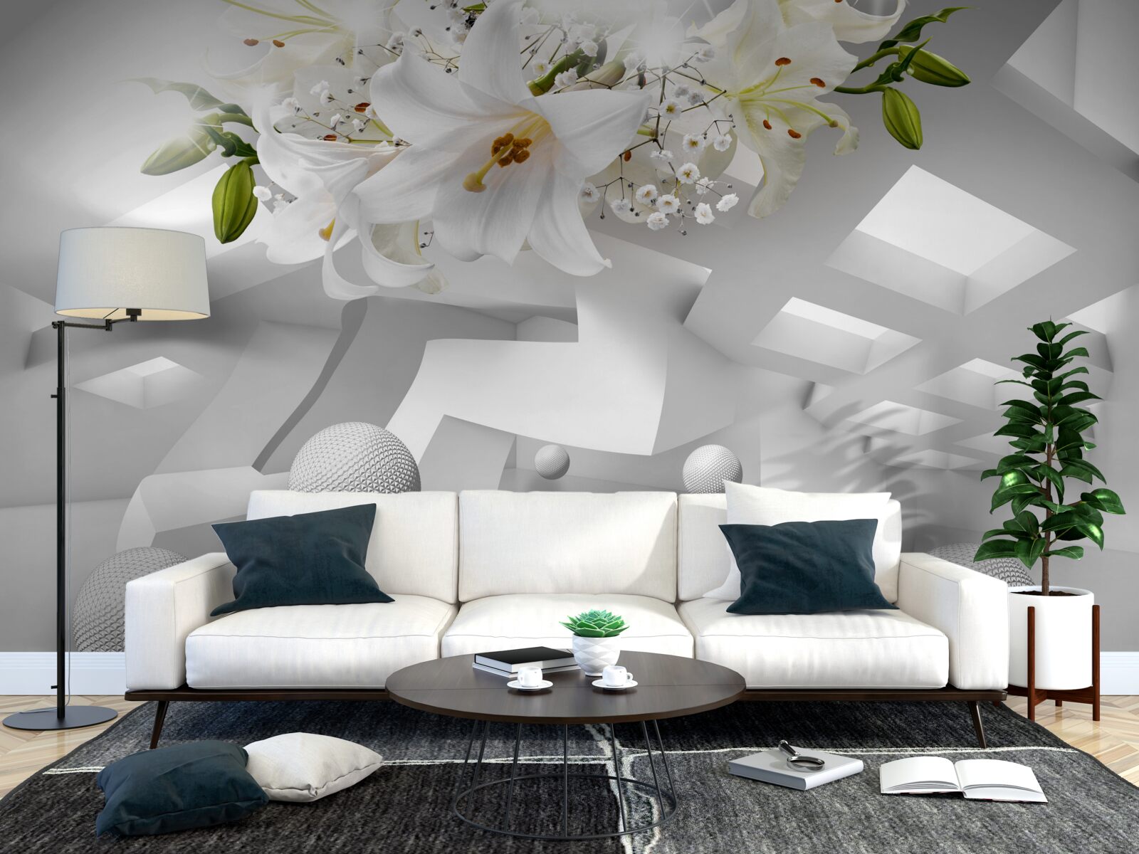 Fotobehang lelie ballonnen in de ruimte