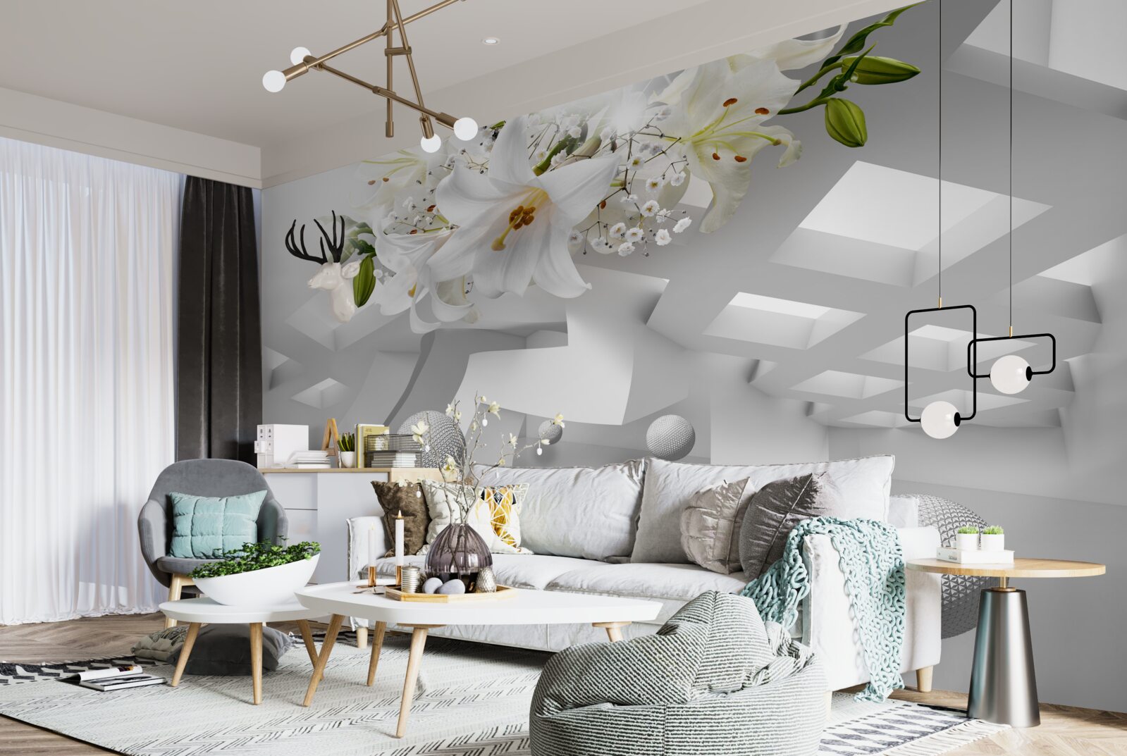 Fotobehang lelie ballonnen in de ruimte