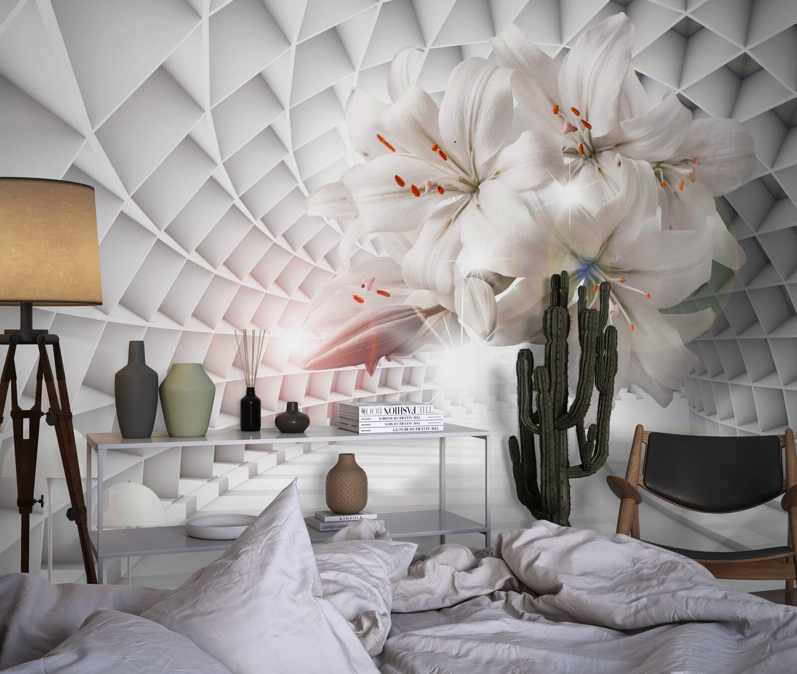 Fotobehang de gang is versierd met lelies