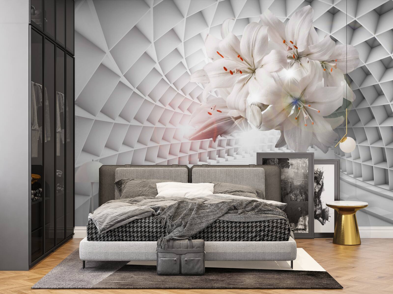 Fotobehang de gang is versierd met lelies