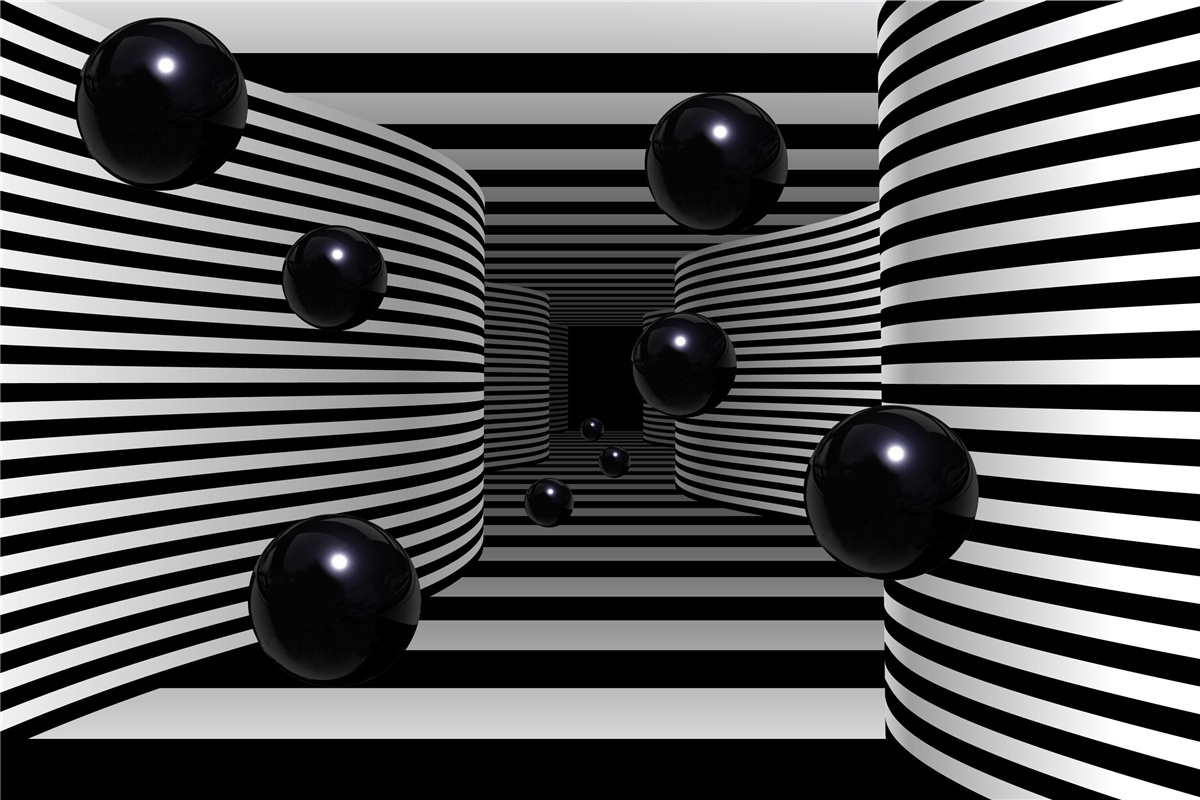 Fotobehang zwarte ruimteballen