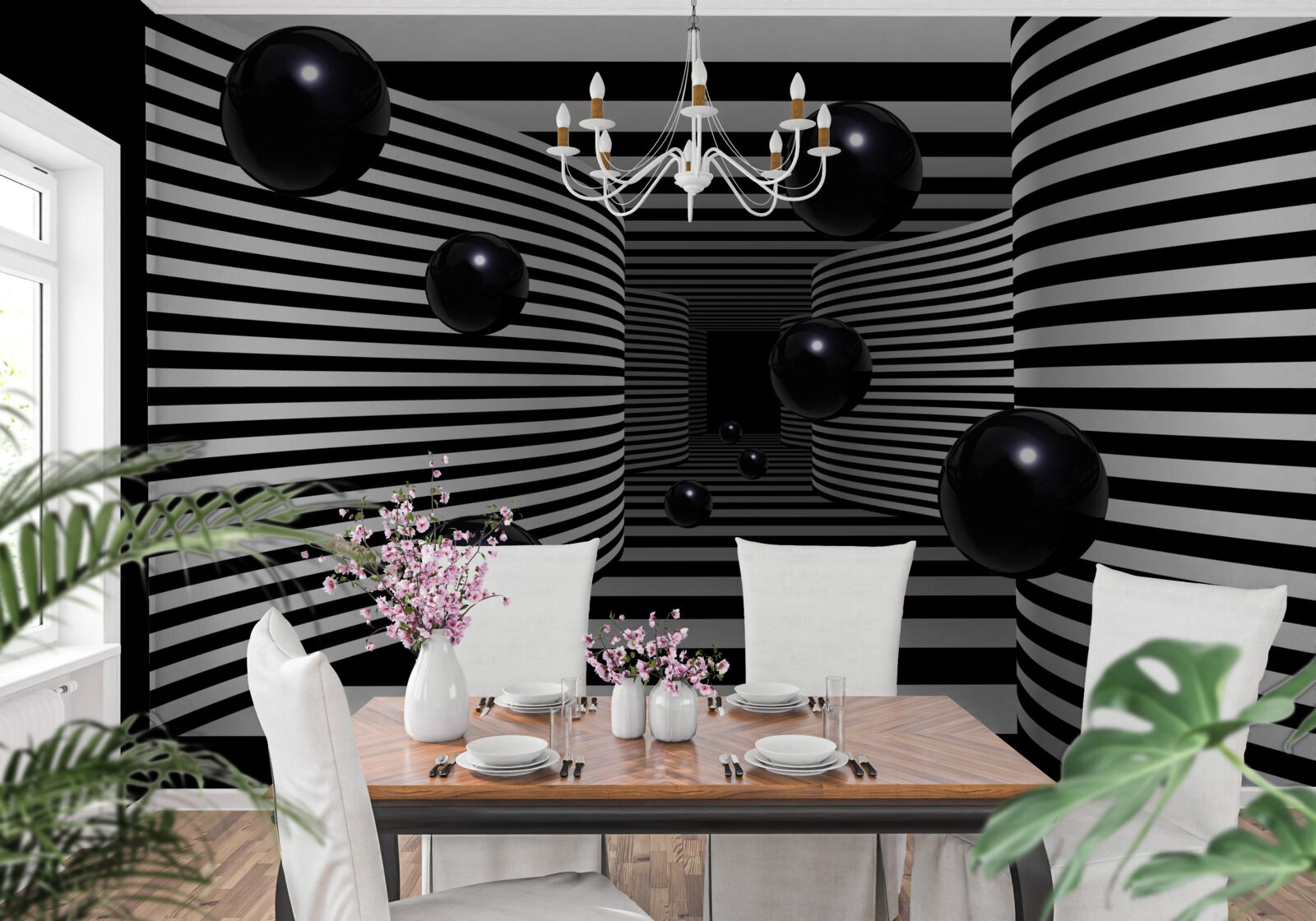 Fotobehang zwarte ruimteballen