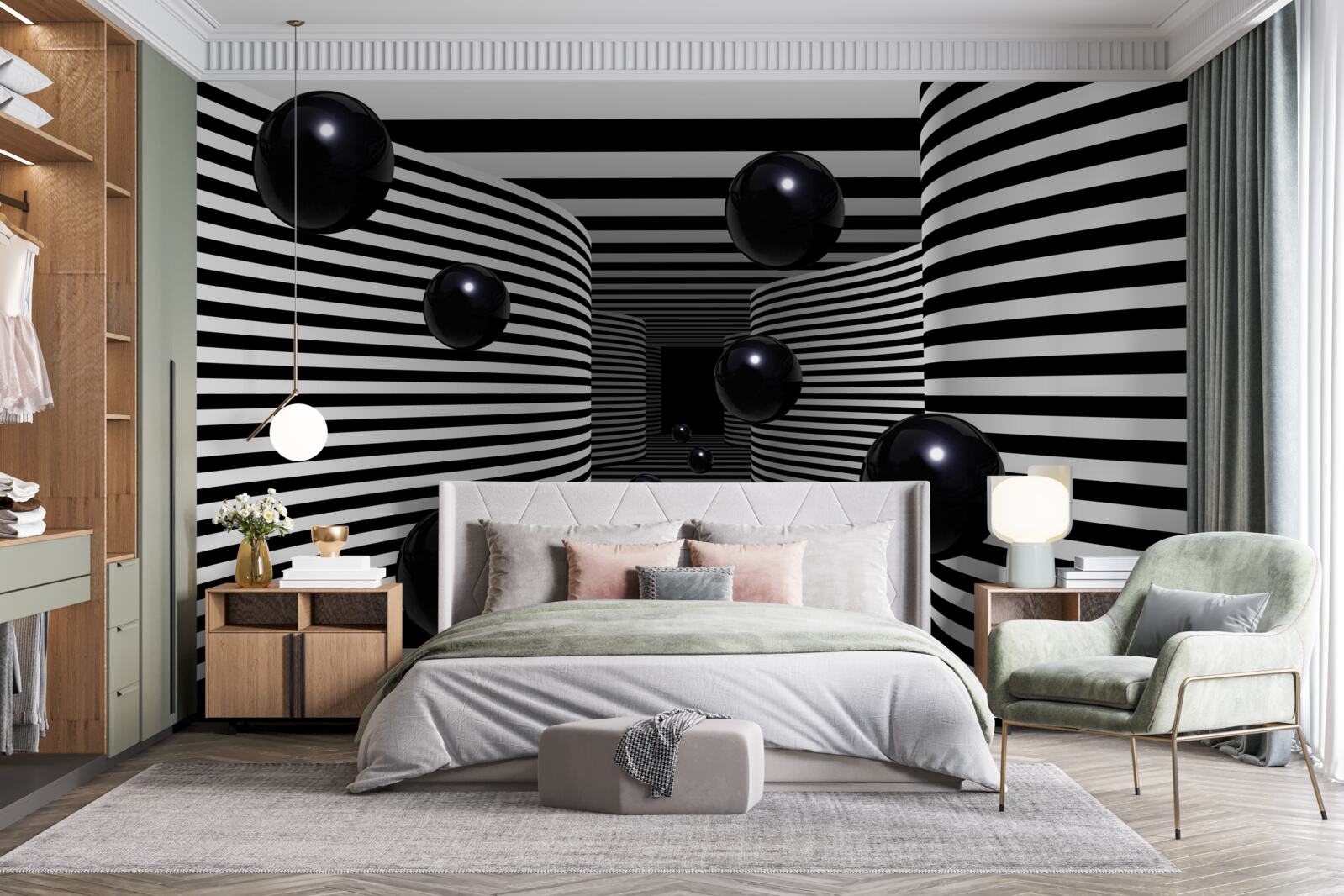 Fotobehang zwarte ruimteballen