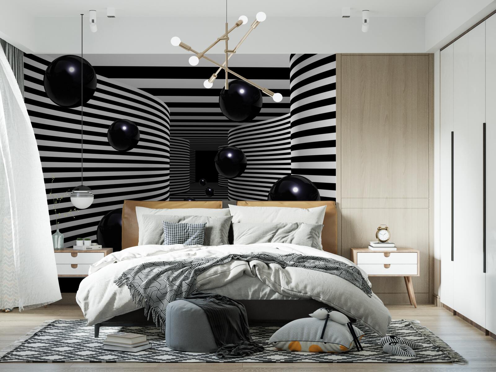 Fotobehang zwarte ruimteballen