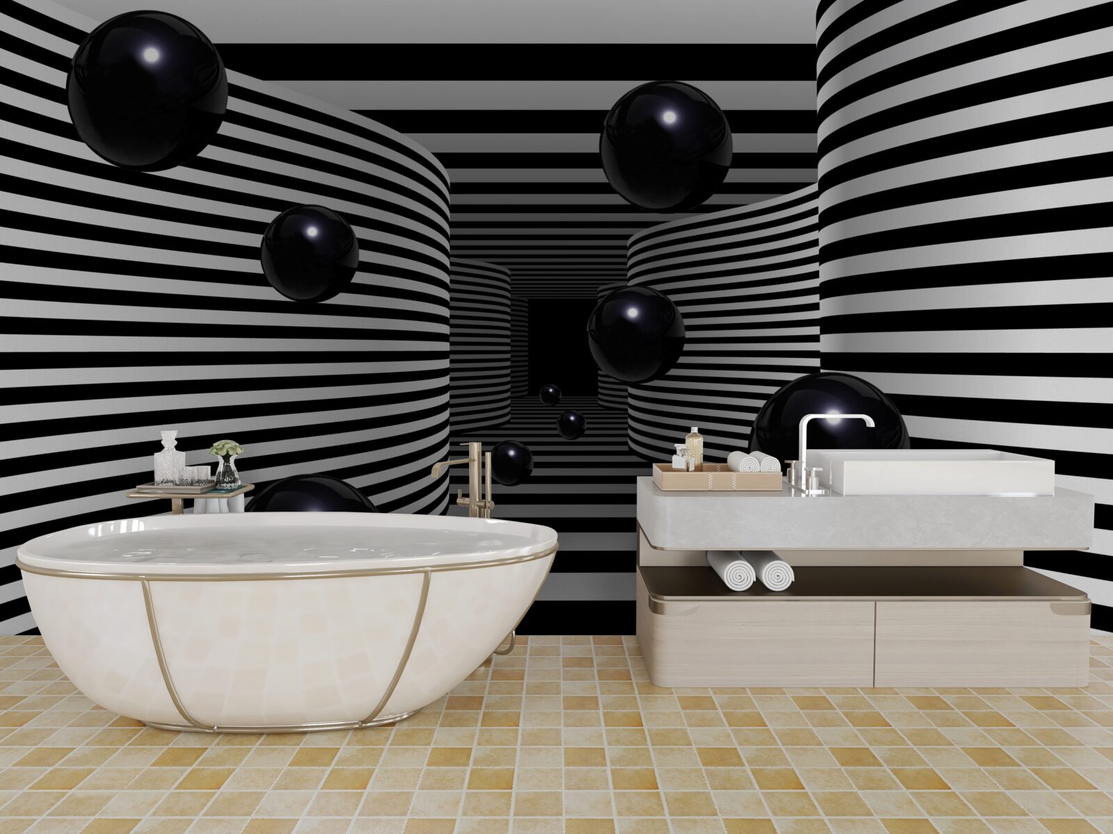 Fotobehang zwarte ruimteballen