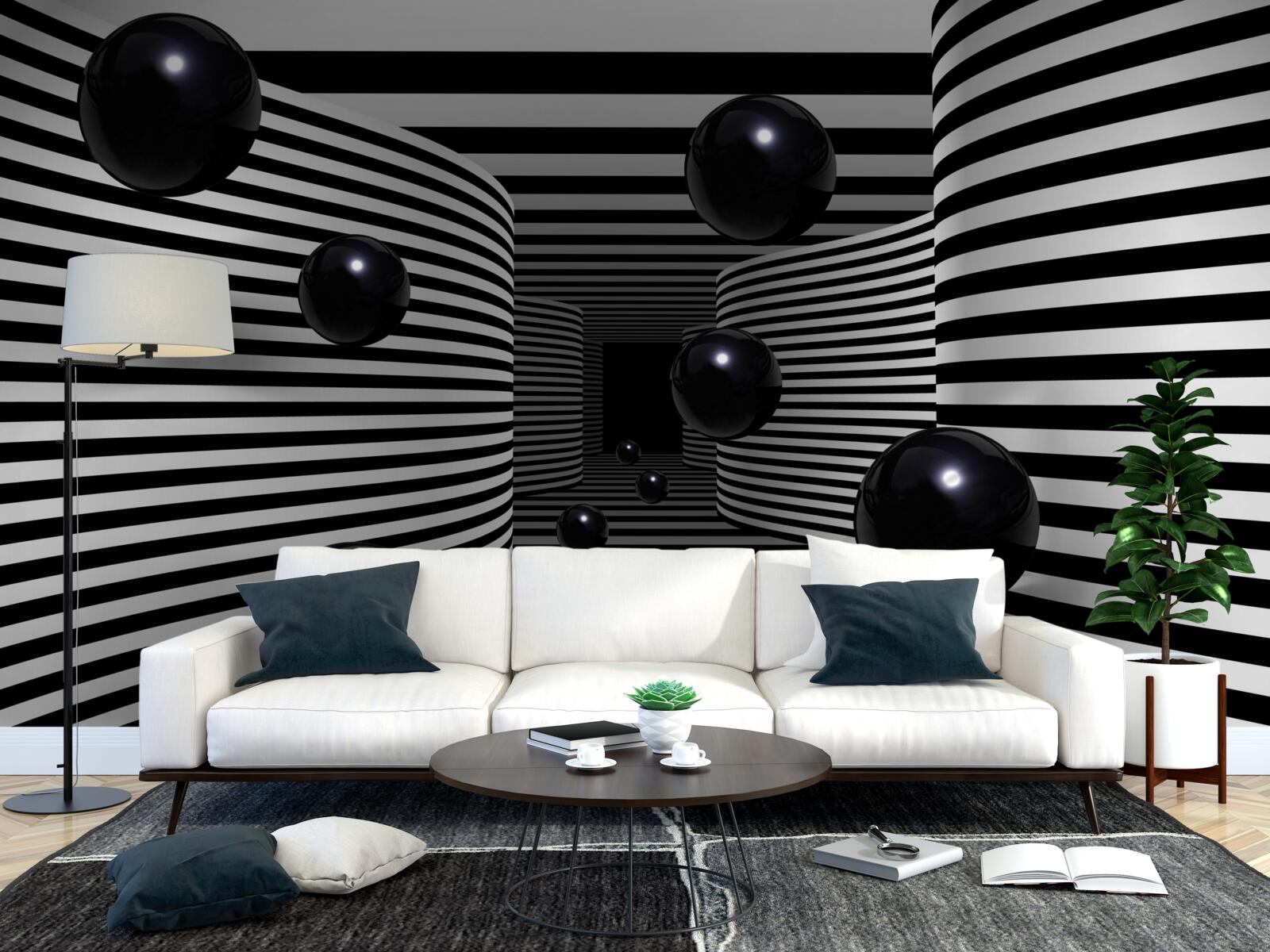 Fotobehang zwarte ruimteballen