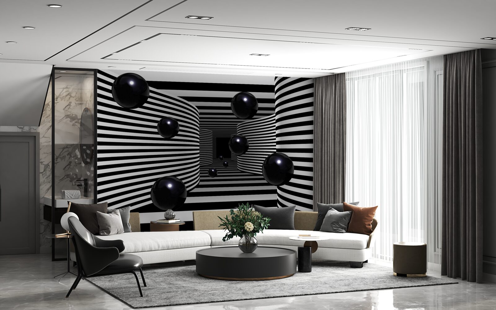 Fotobehang zwarte ruimteballen