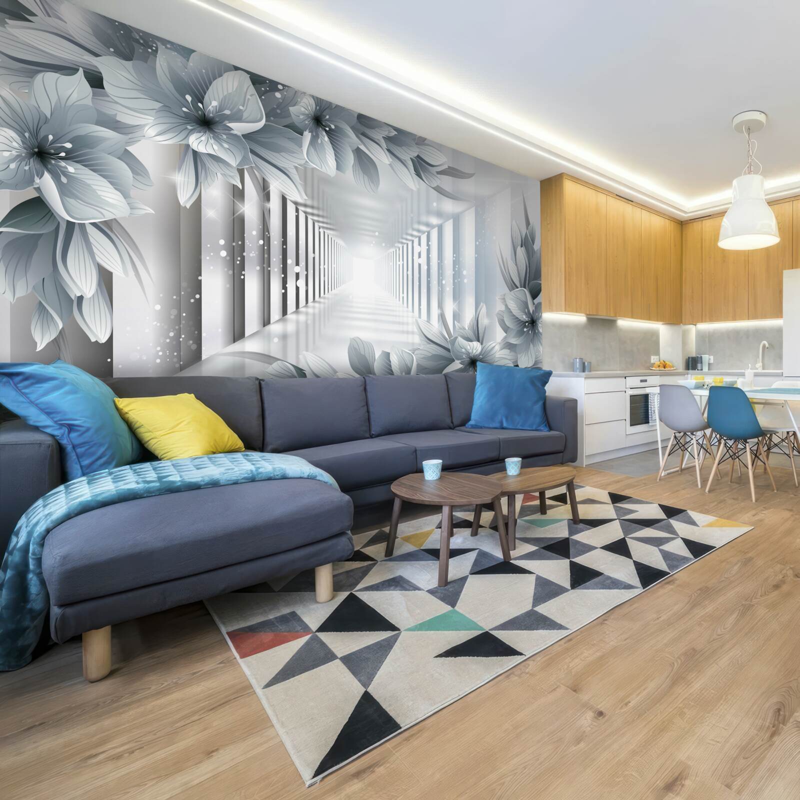 Fotobehang eindeloze tunnel en kleurrijke planten