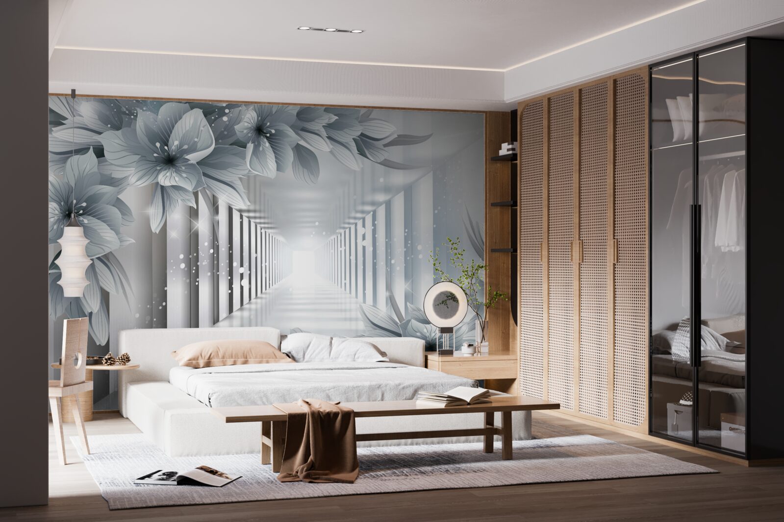 Fotobehang eindeloze tunnel en kleurrijke planten