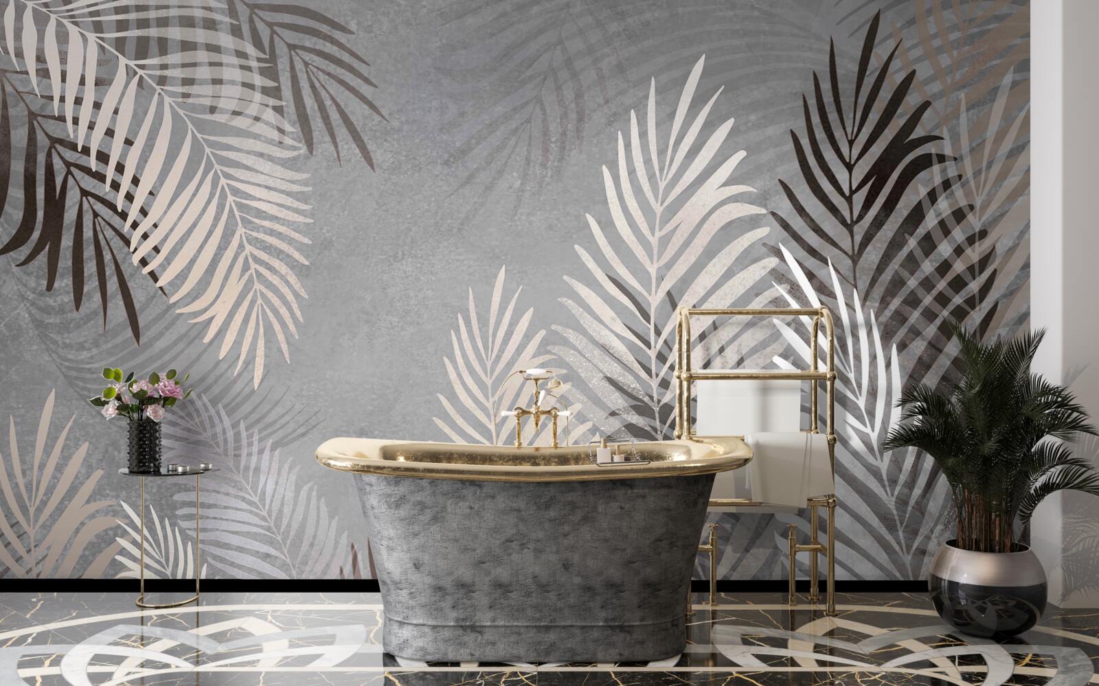 Fotobehang zachte exotische bladeren