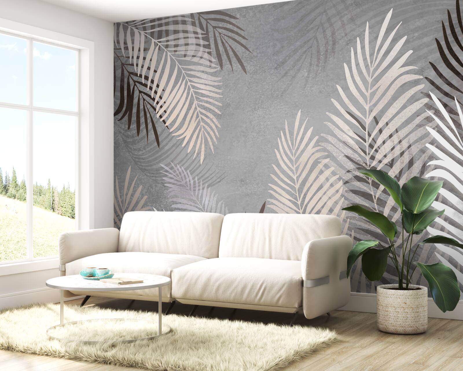 Fotobehang zachte exotische bladeren