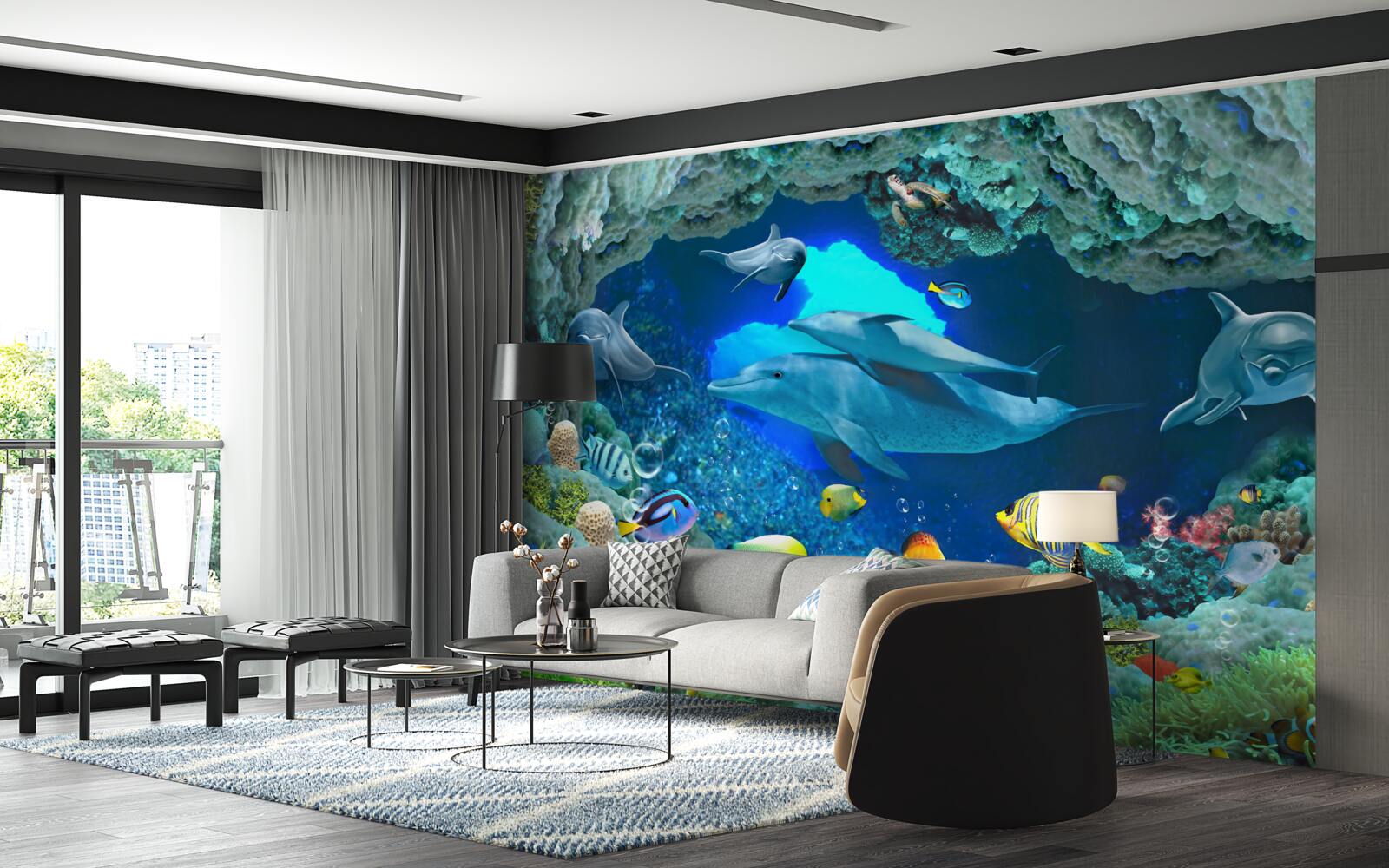 Fotobehang wand- en zoetwateraquaria