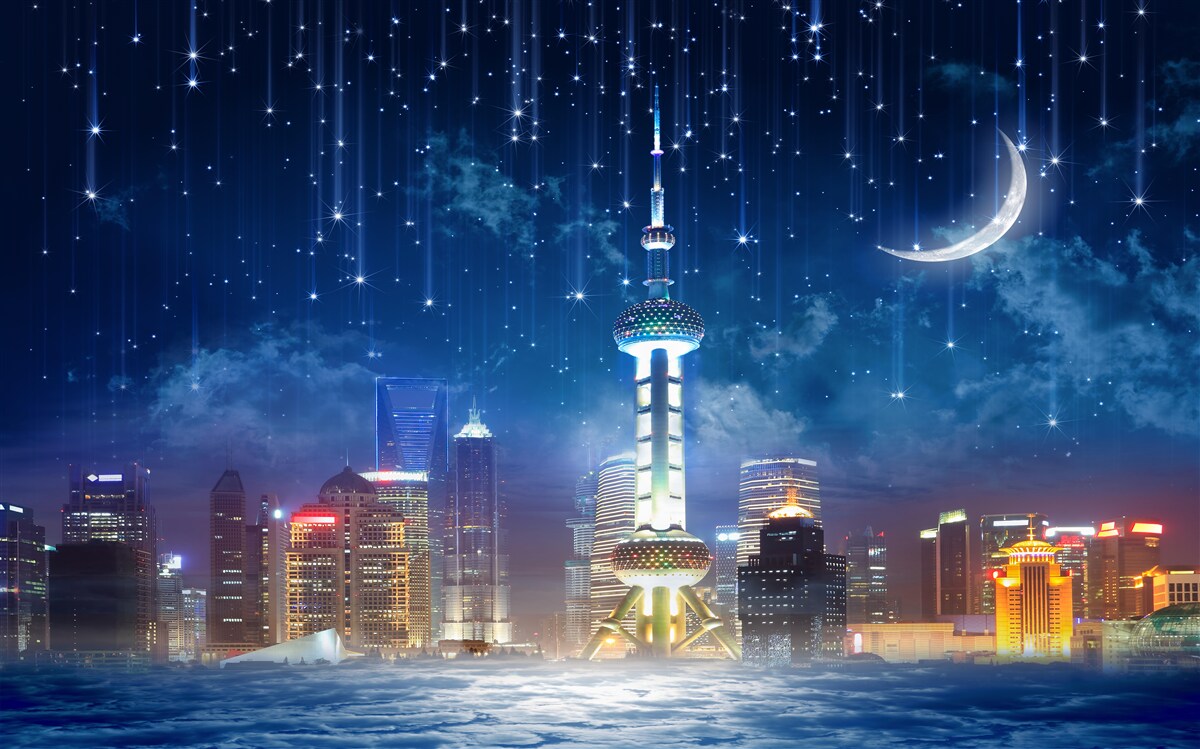 Fotobehang blauw en violet meubilair