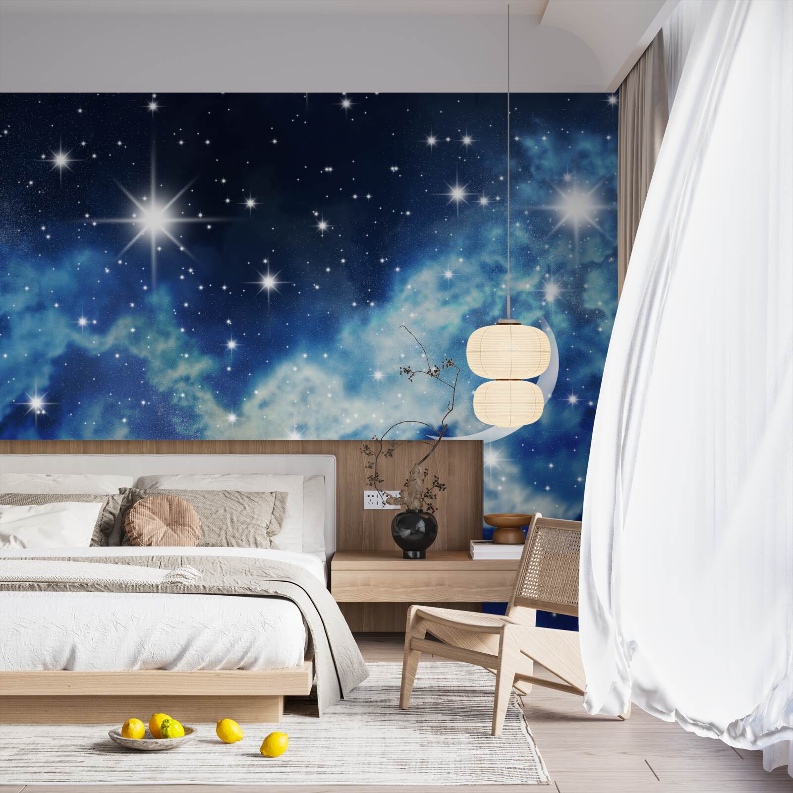 Fotobehang plafondscenario met hemel voor de slaapkamer