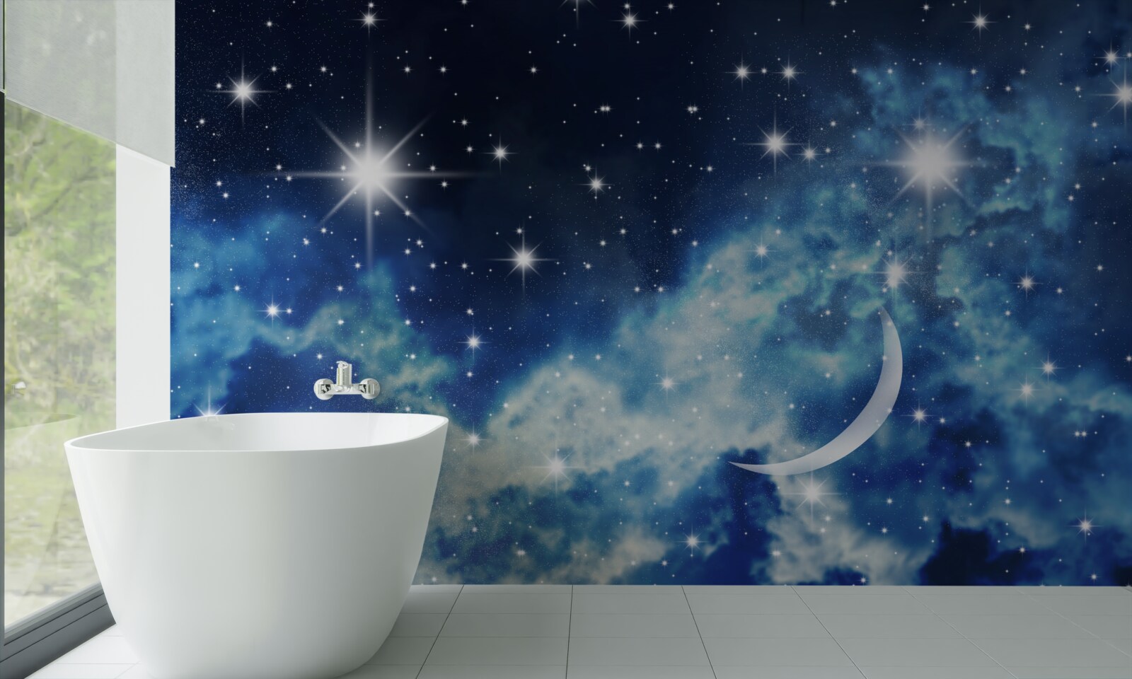 Fotobehang plafondscenario met hemel voor de slaapkamer