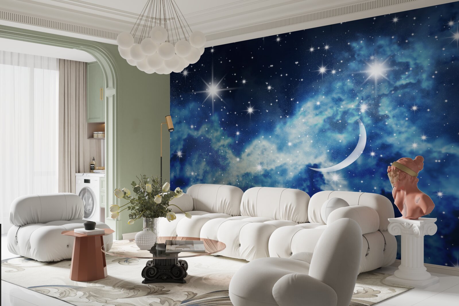 Fotobehang plafondscenario met hemel voor de slaapkamer