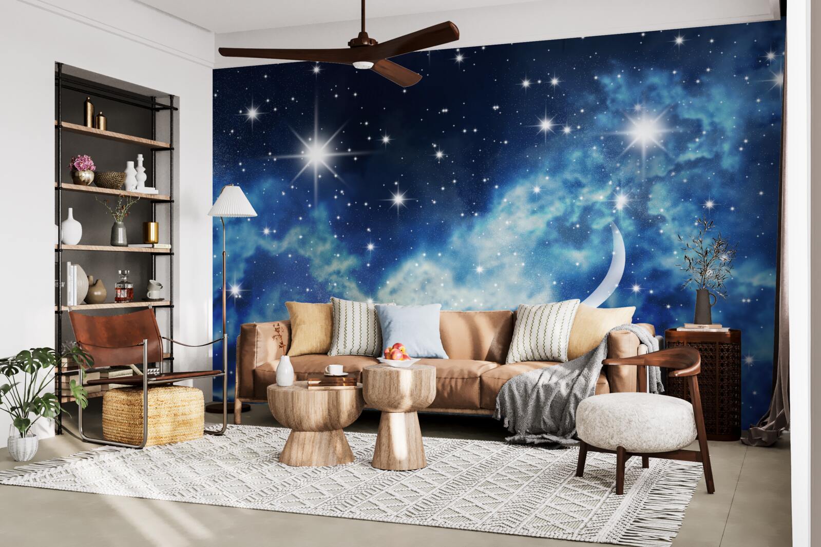 Fotobehang plafondscenario met hemel voor de slaapkamer