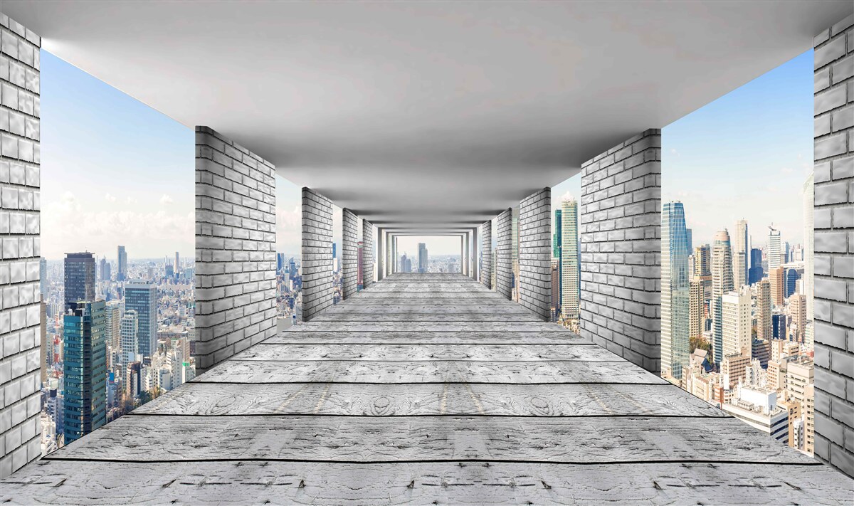 Fotobehang metro opent het panorama van de stad