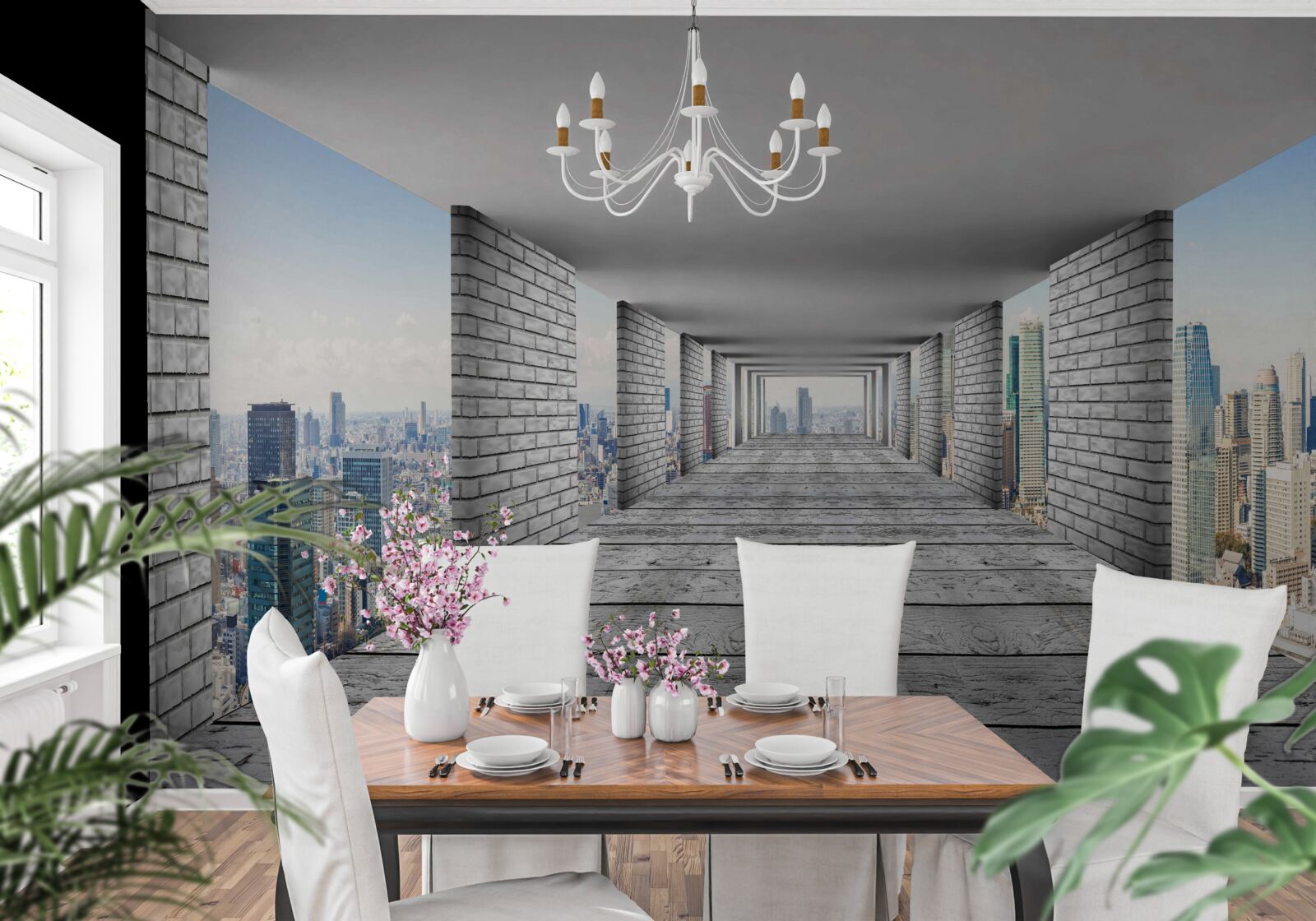 Fotobehang metro opent het panorama van de stad