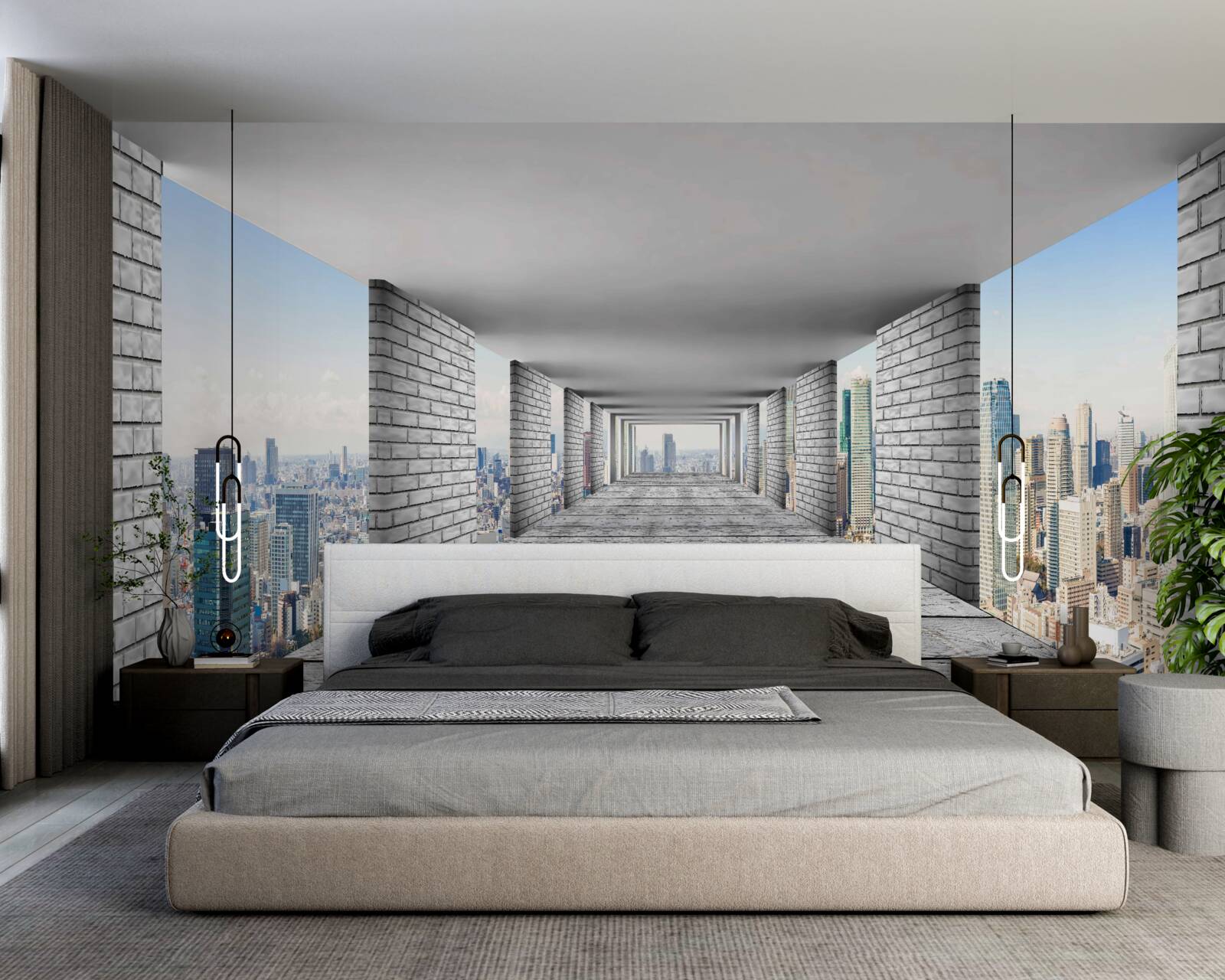 Fotobehang metro opent het panorama van de stad