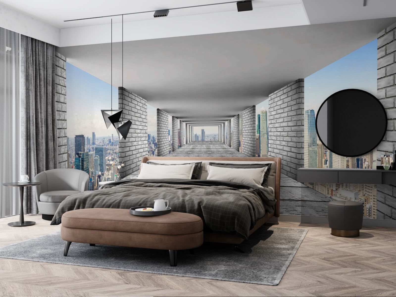 Fotobehang metro opent het panorama van de stad