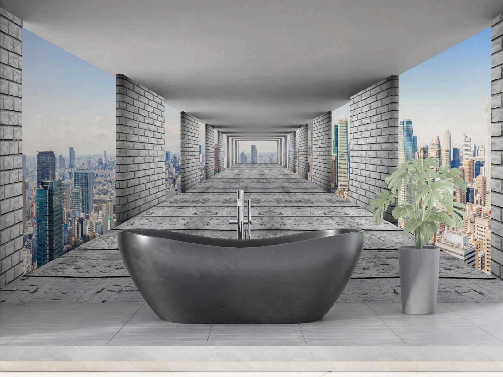 Fotobehang metro opent het panorama van de stad