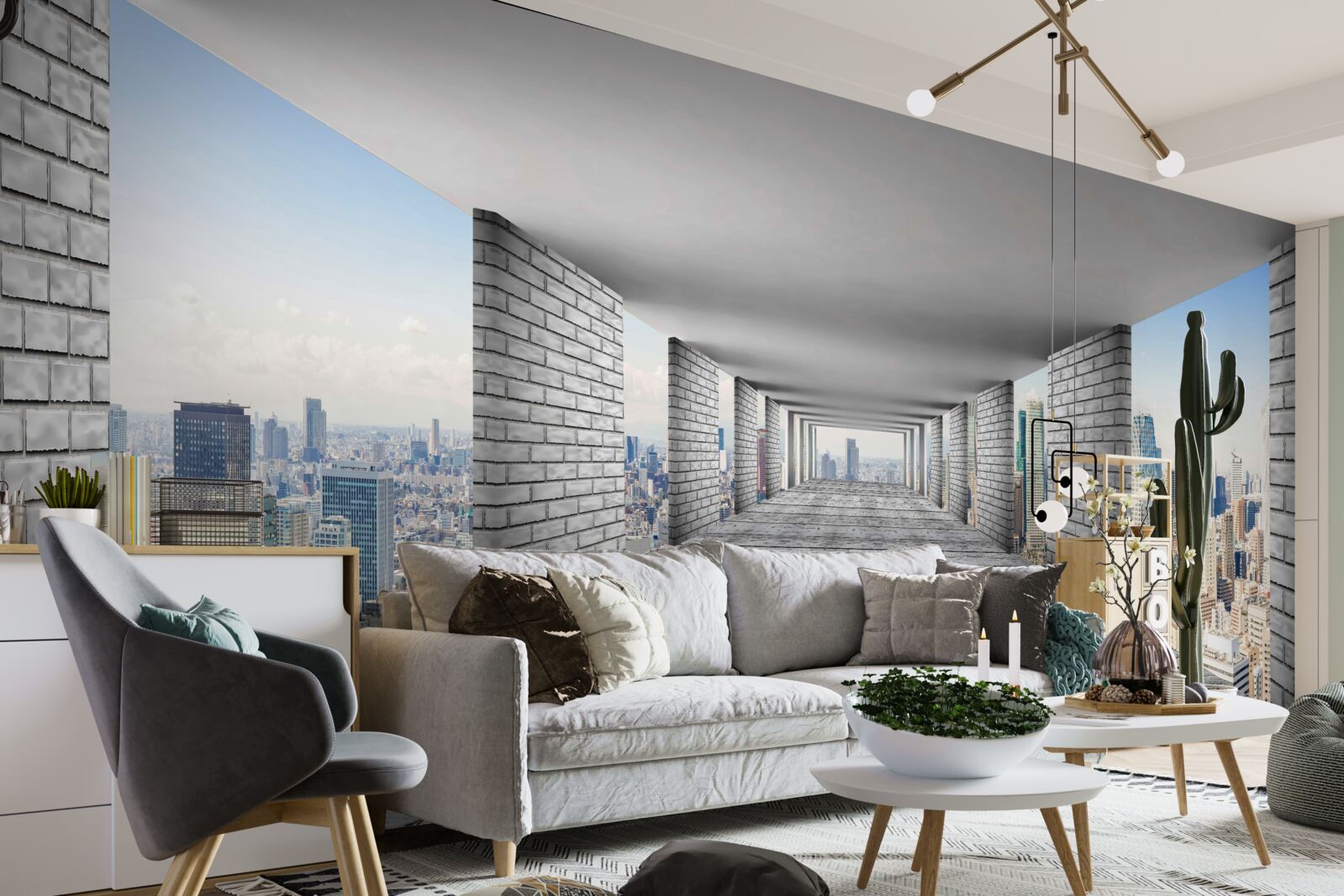 Fotobehang metro opent het panorama van de stad