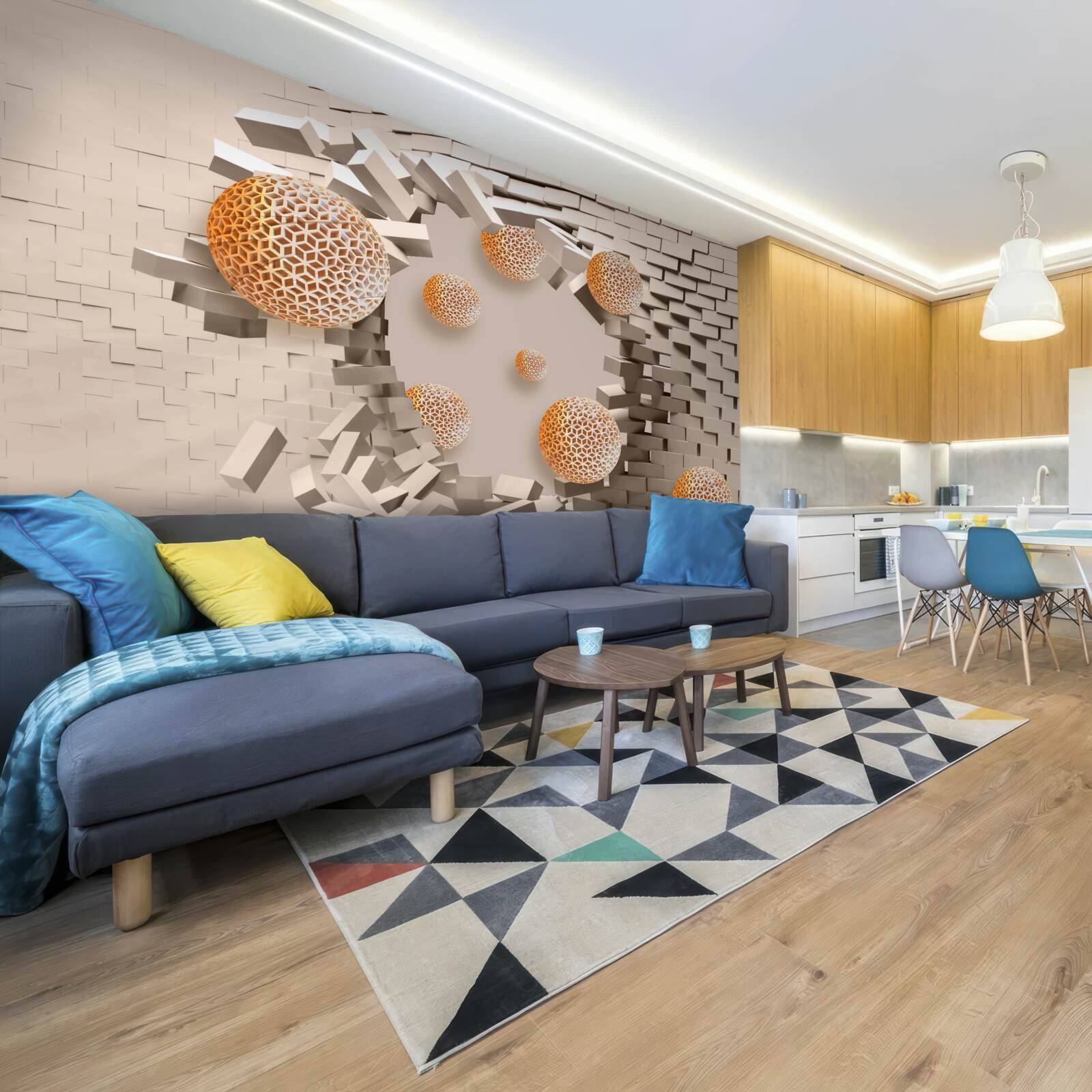 Fotobehang 3d ballen en tussenschot