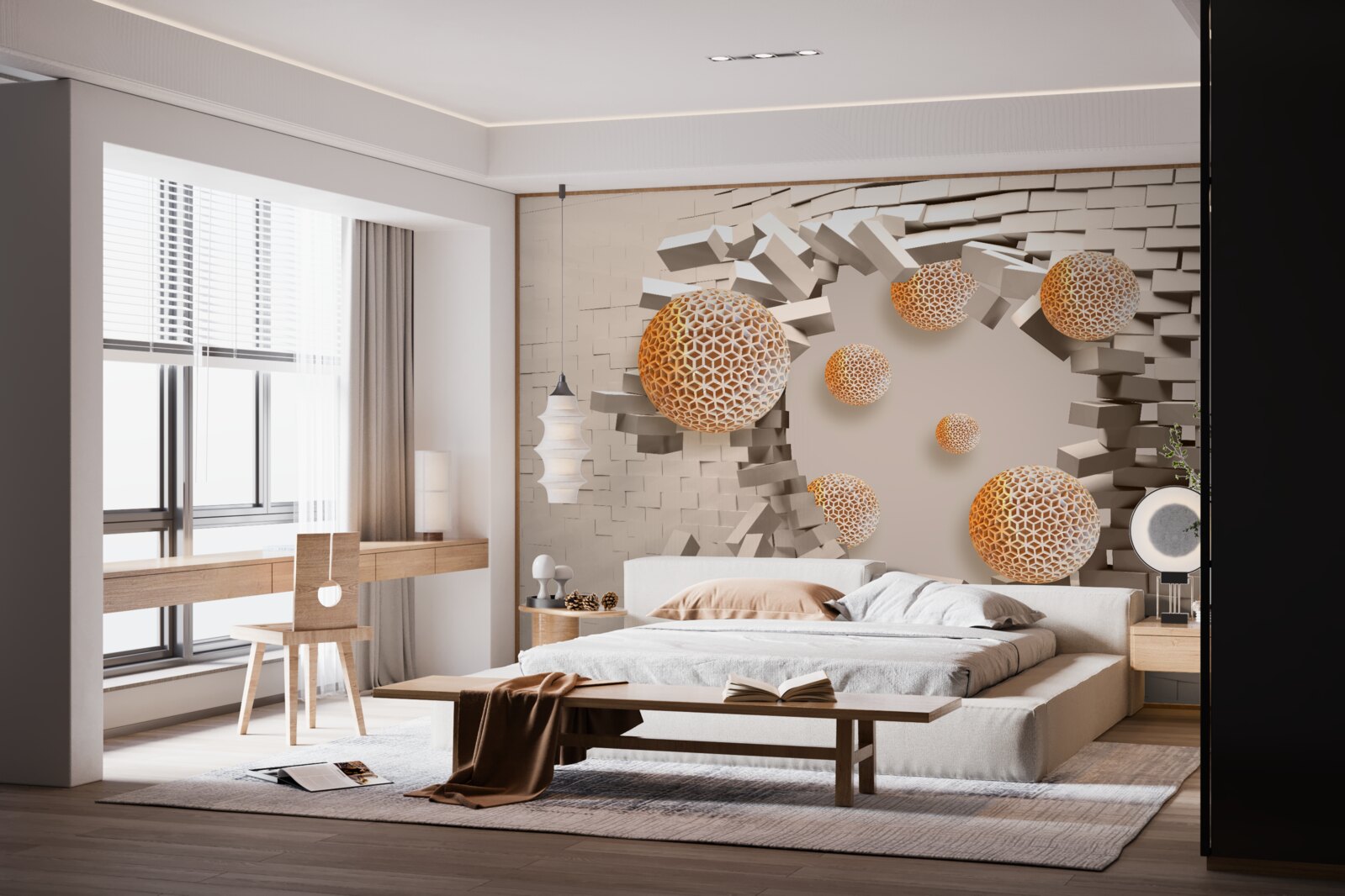 Fotobehang 3d ballen en tussenschot