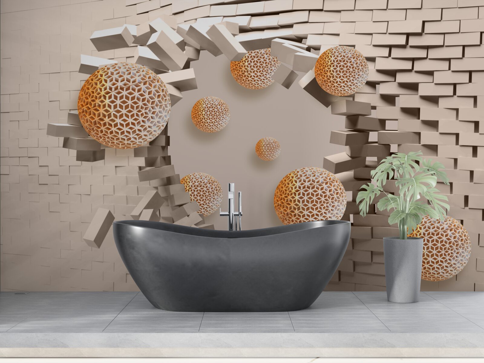 Fotobehang 3d ballen en tussenschot