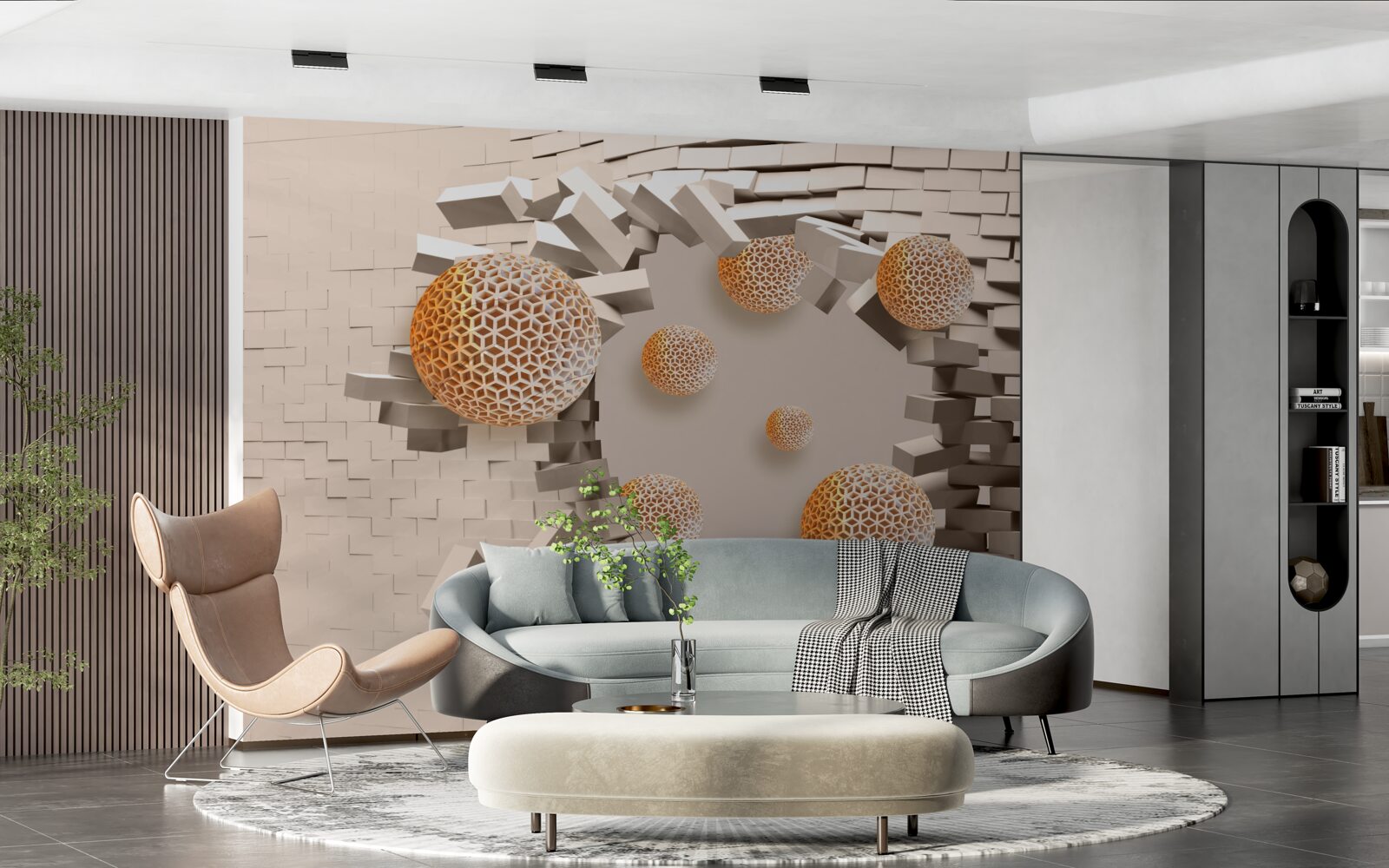 Fotobehang 3d ballen en tussenschot