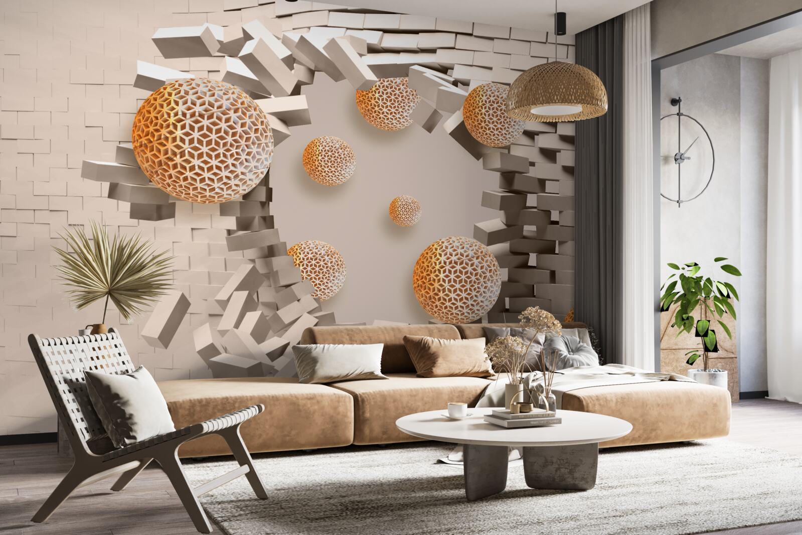 Fotobehang 3d ballen en tussenschot