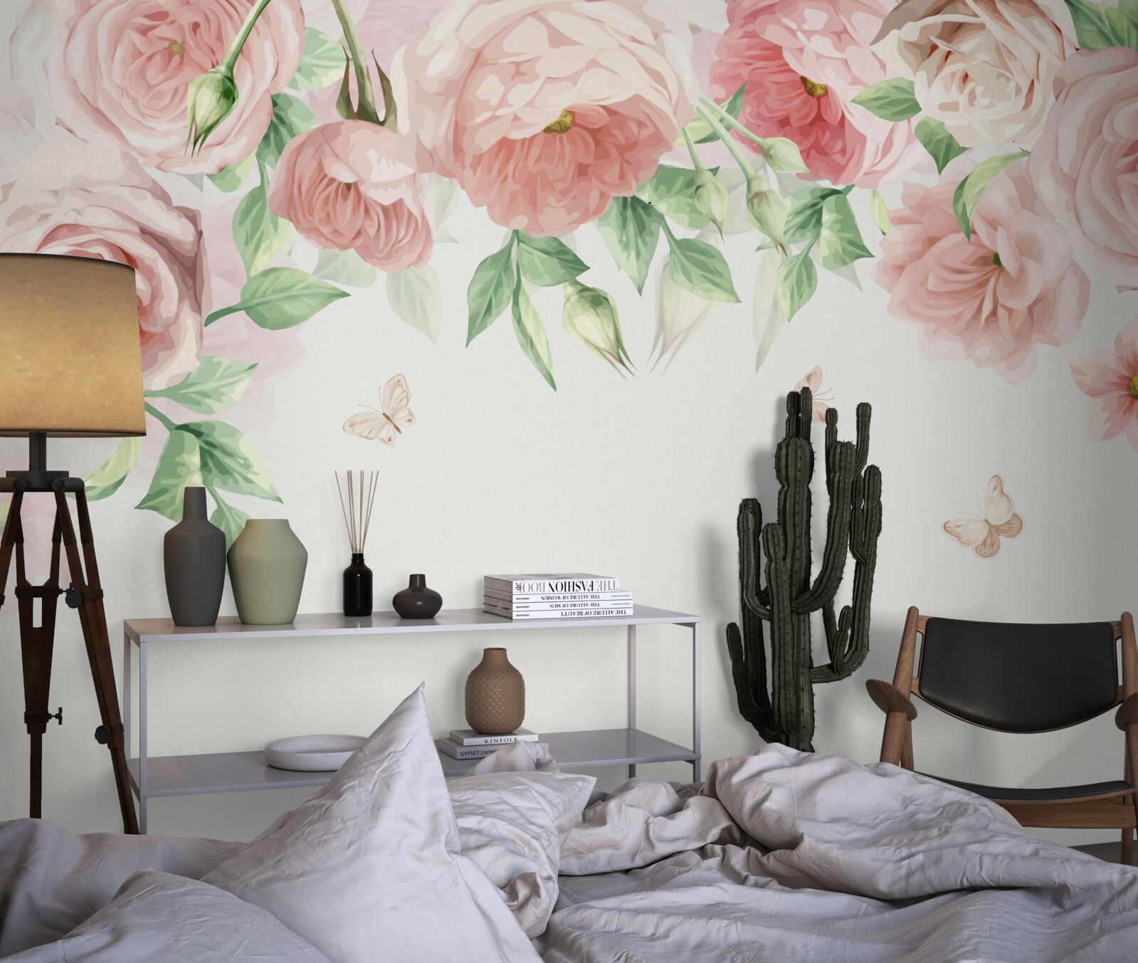 Fotobehang bloemen geschilderd in aquarel