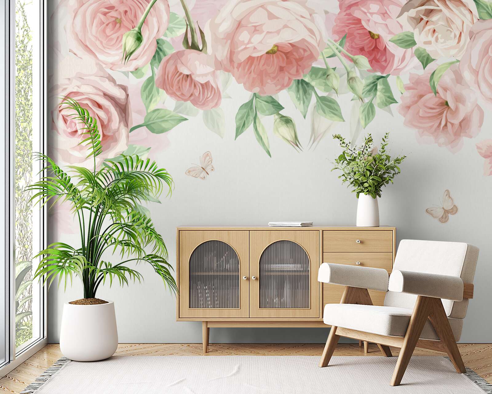 Fotobehang bloemen geschilderd in aquarel