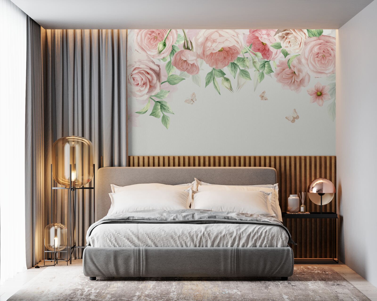 Fotobehang bloemen geschilderd in aquarel