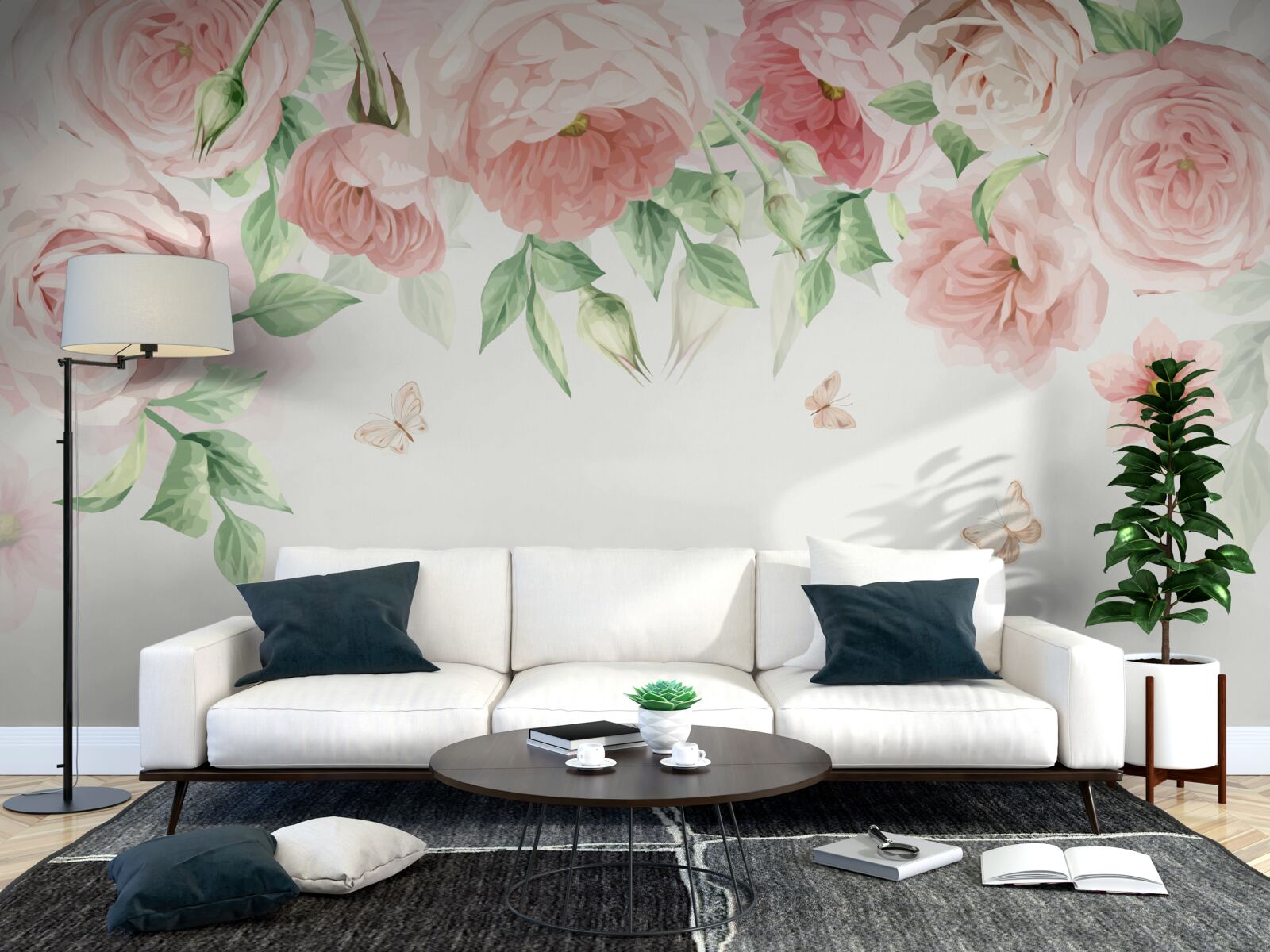 Fotobehang bloemen geschilderd in aquarel