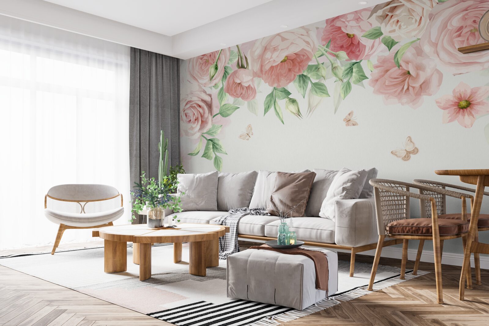 Fotobehang bloemen geschilderd in aquarel