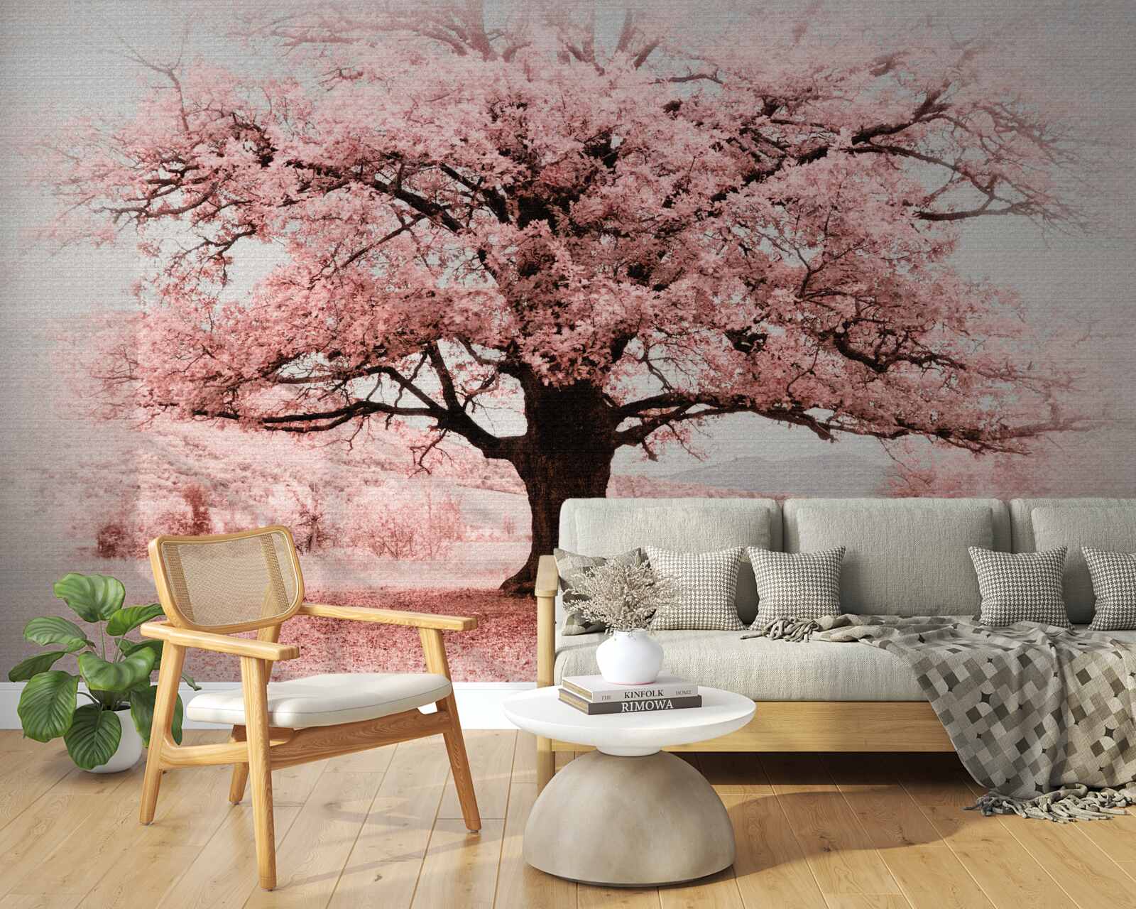 Fotobehang het landschap is in roze tinten