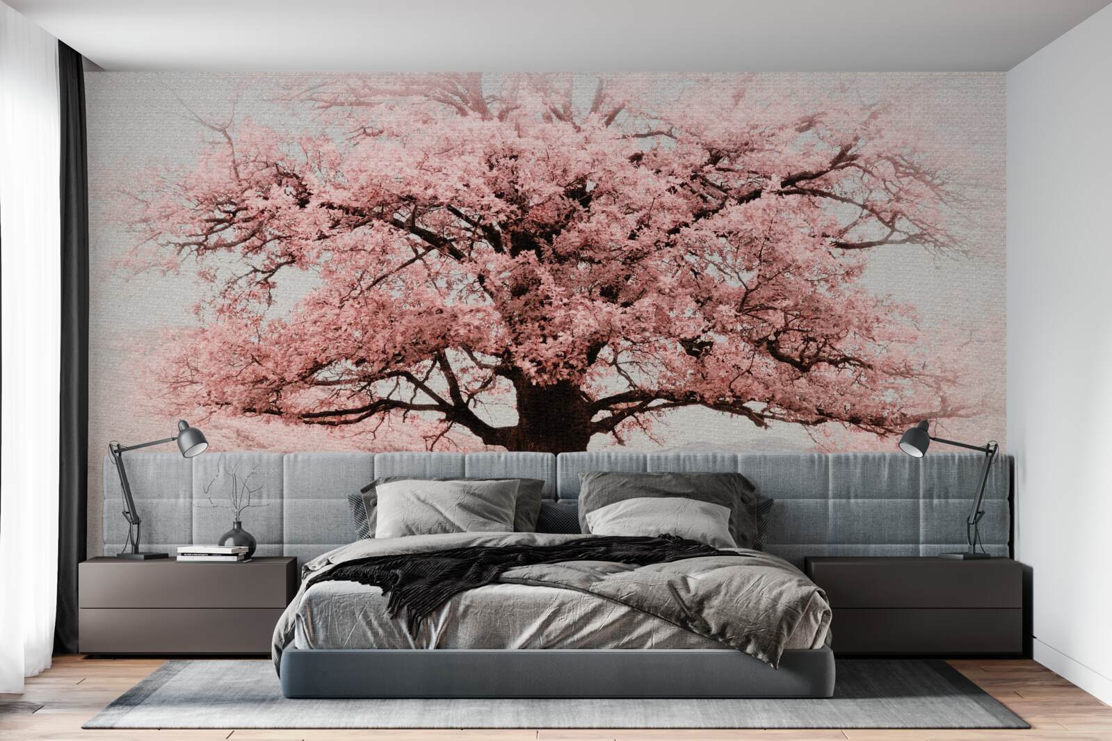 Fotobehang het landschap is in roze tinten