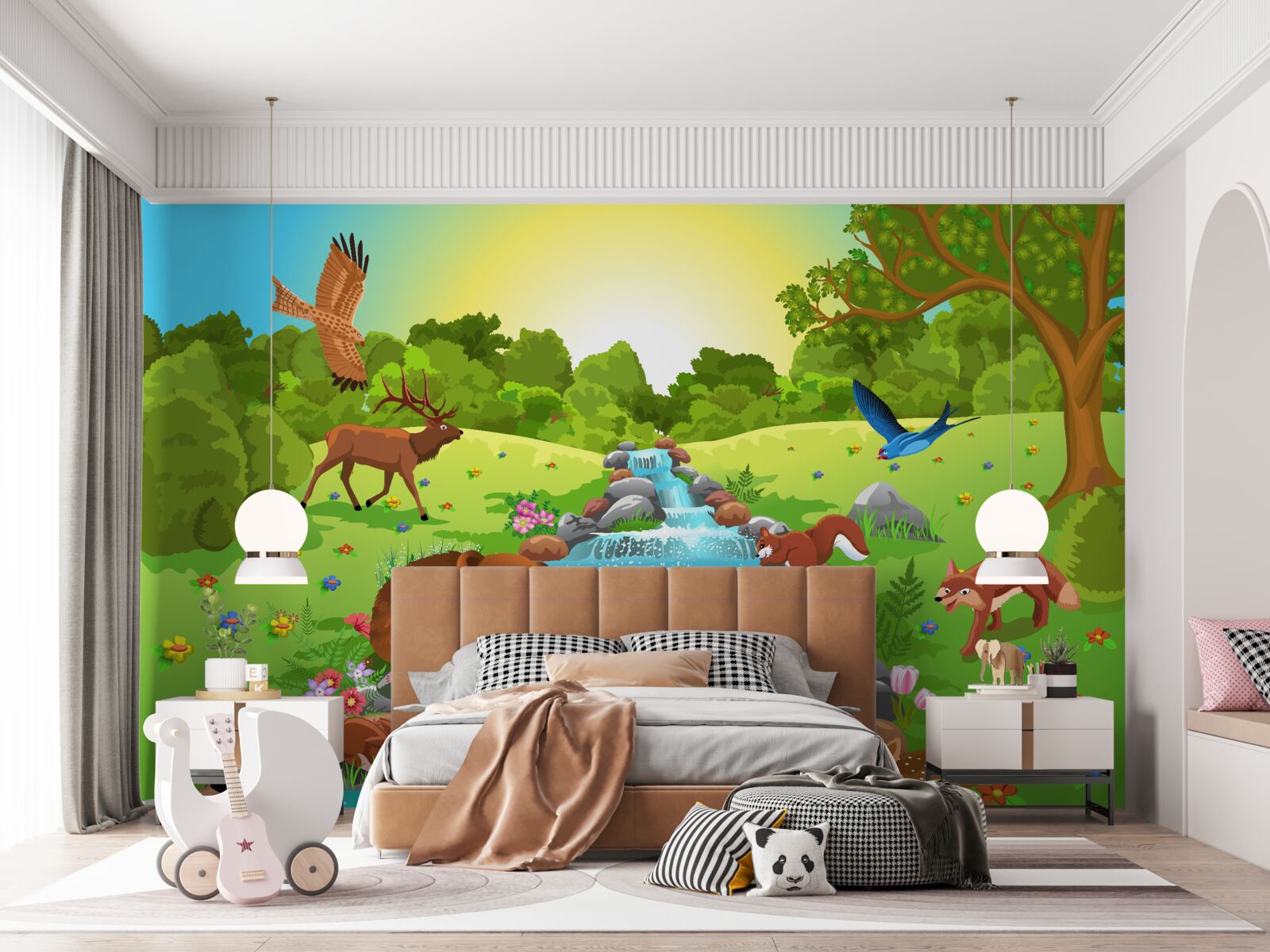 Fotobehang dieren bij de waterbron