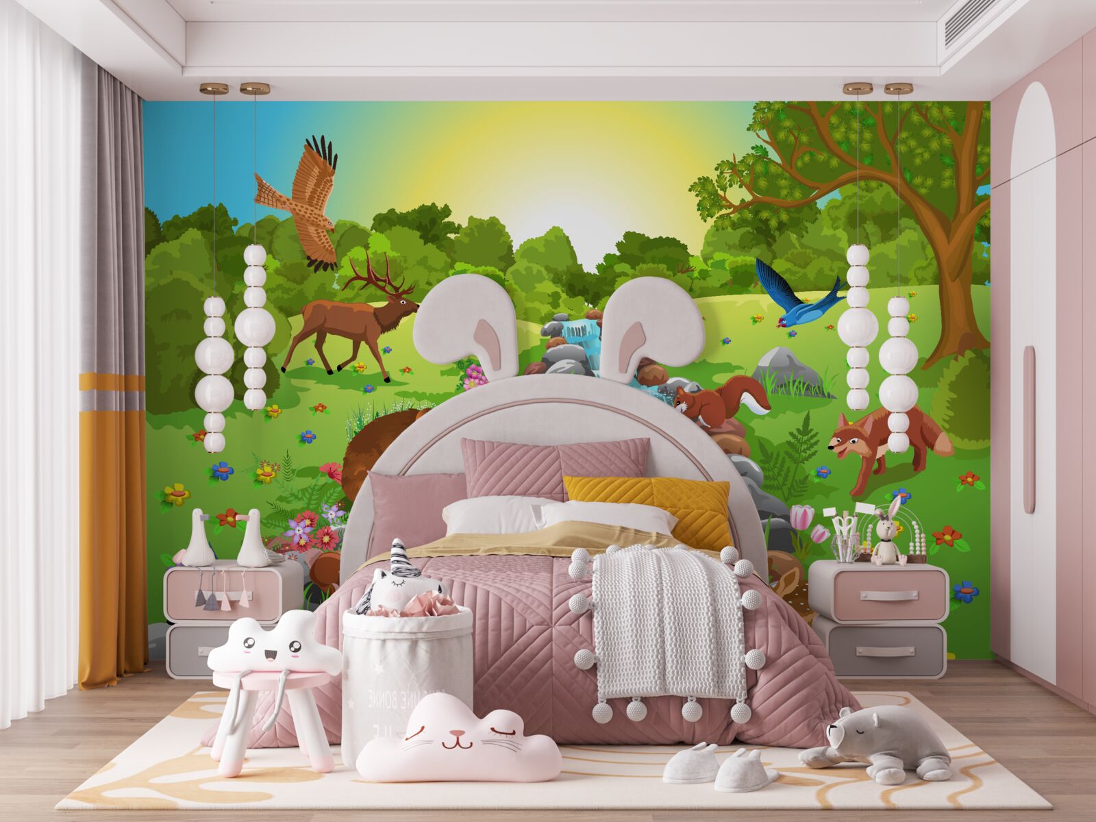 Fotobehang dieren bij de waterbron