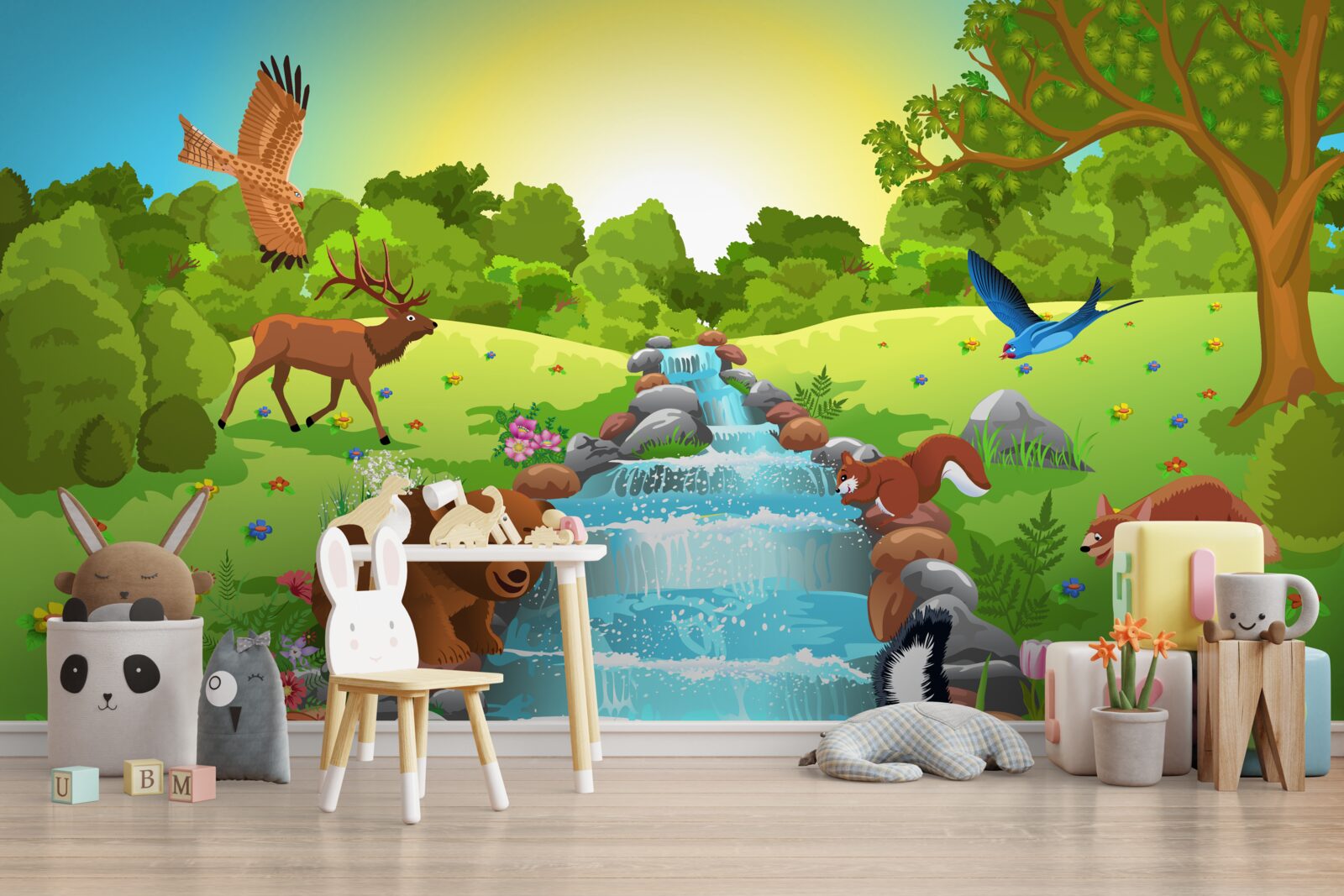 Fotobehang dieren bij de waterbron