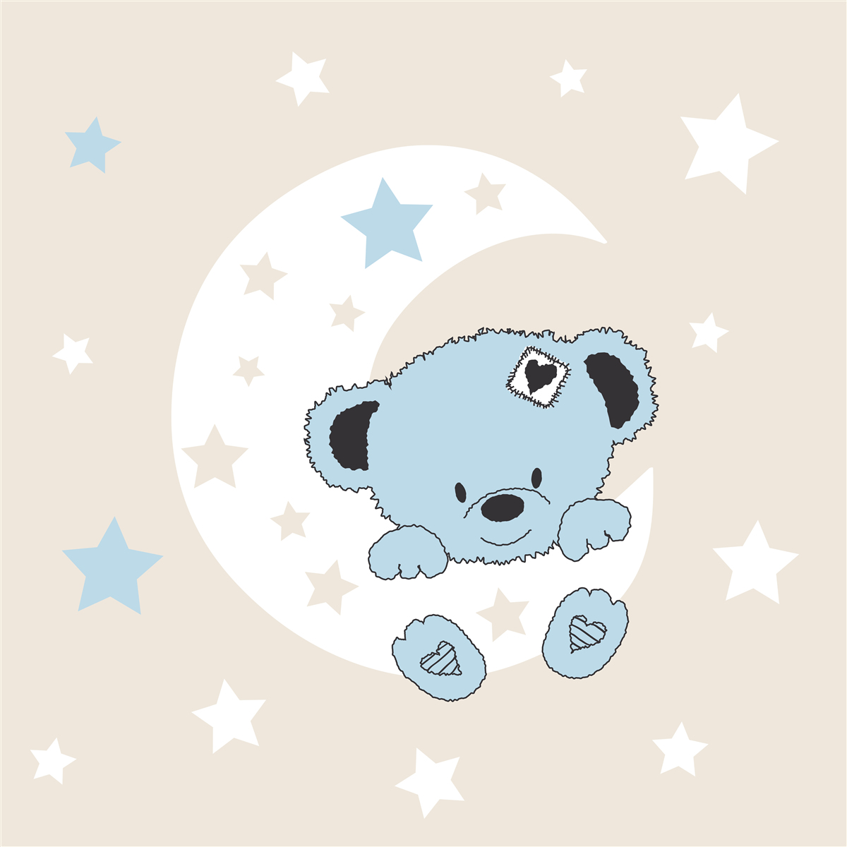 Fotobehang beertje klampt zich vast aan de maan