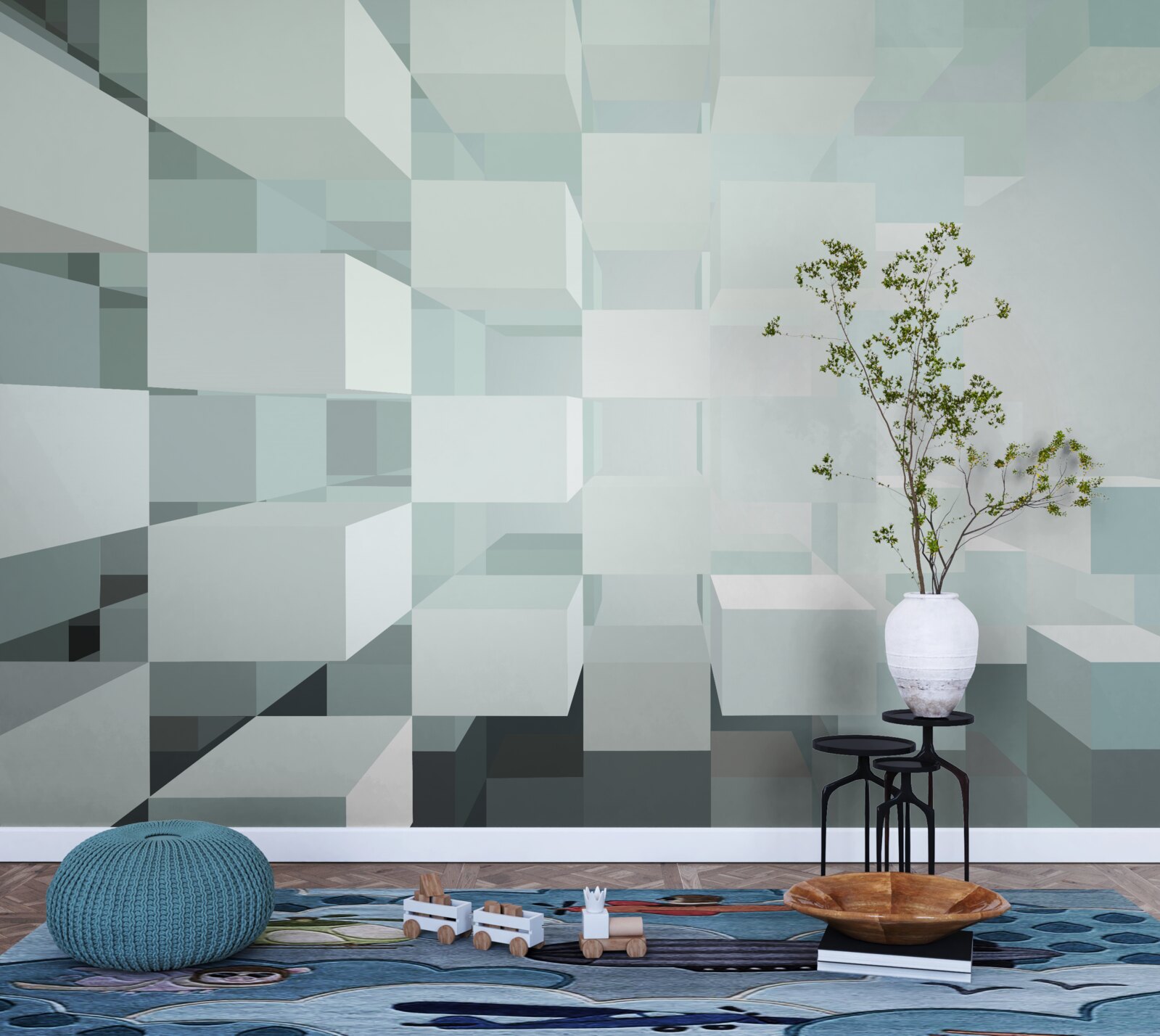 Fotobehang lichte 3d objecten