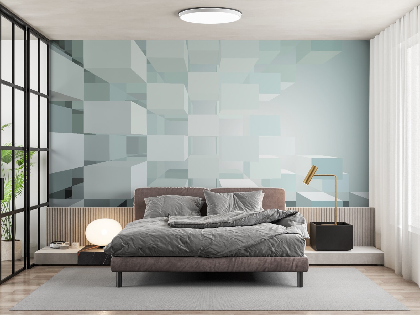 Fotobehang lichte 3d objecten