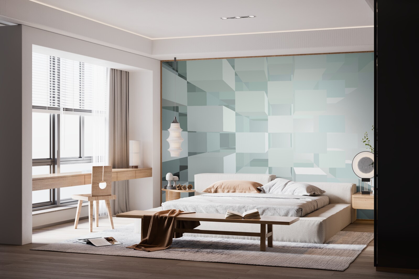 Fotobehang lichte 3d objecten