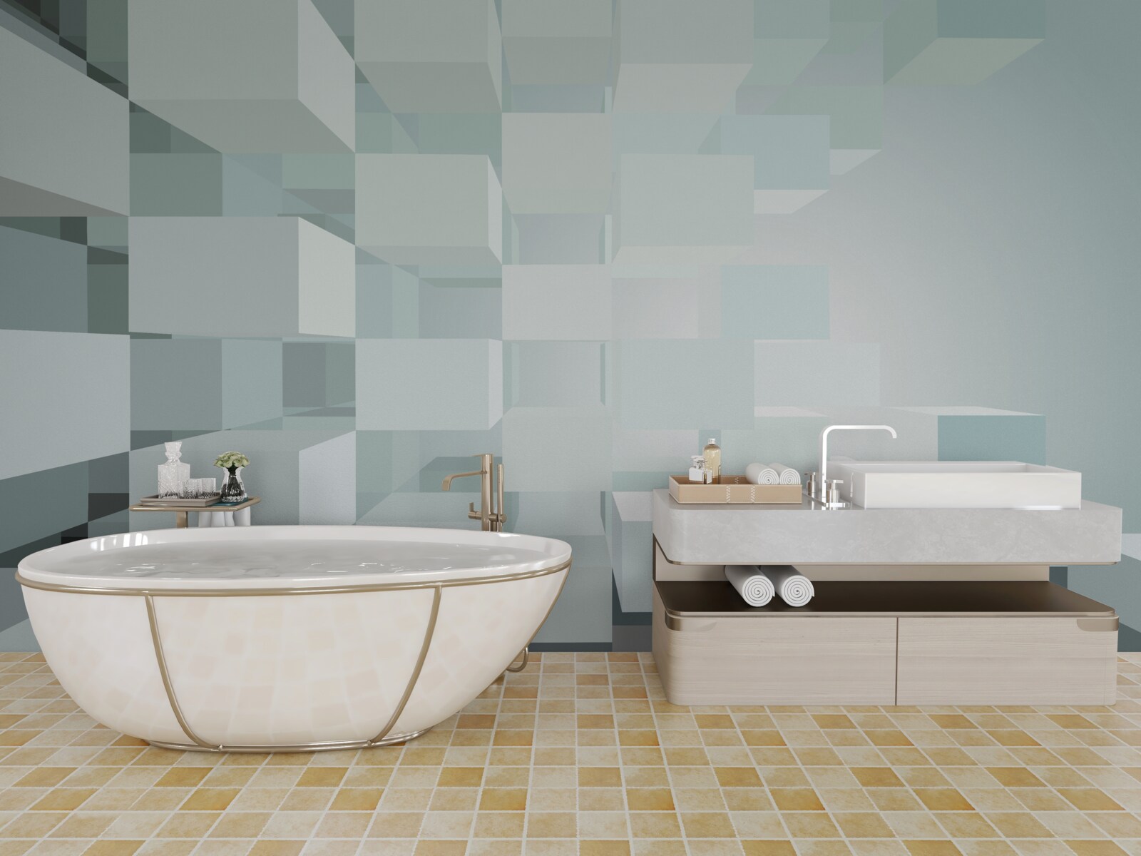 Fotobehang lichte 3d objecten