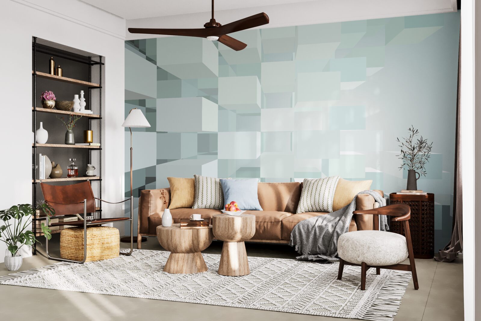 Fotobehang lichte 3d objecten