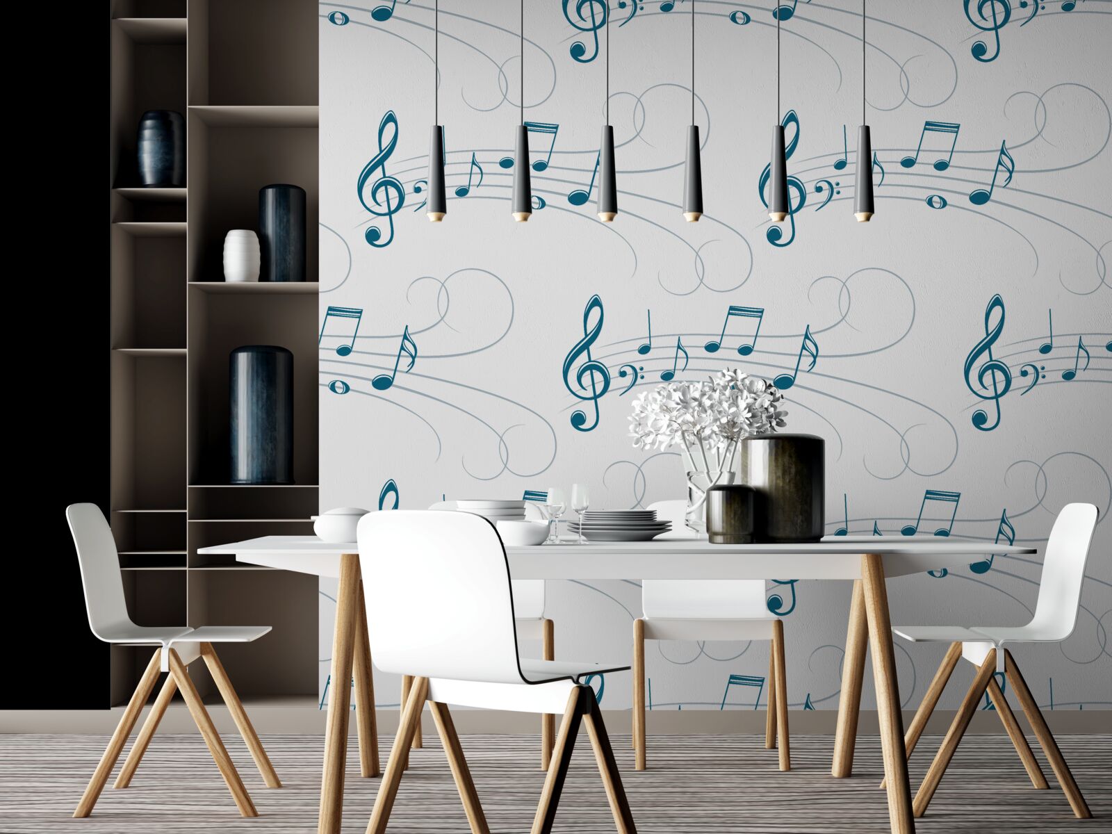 Fotobehang muziekopnames met vioolsleutel