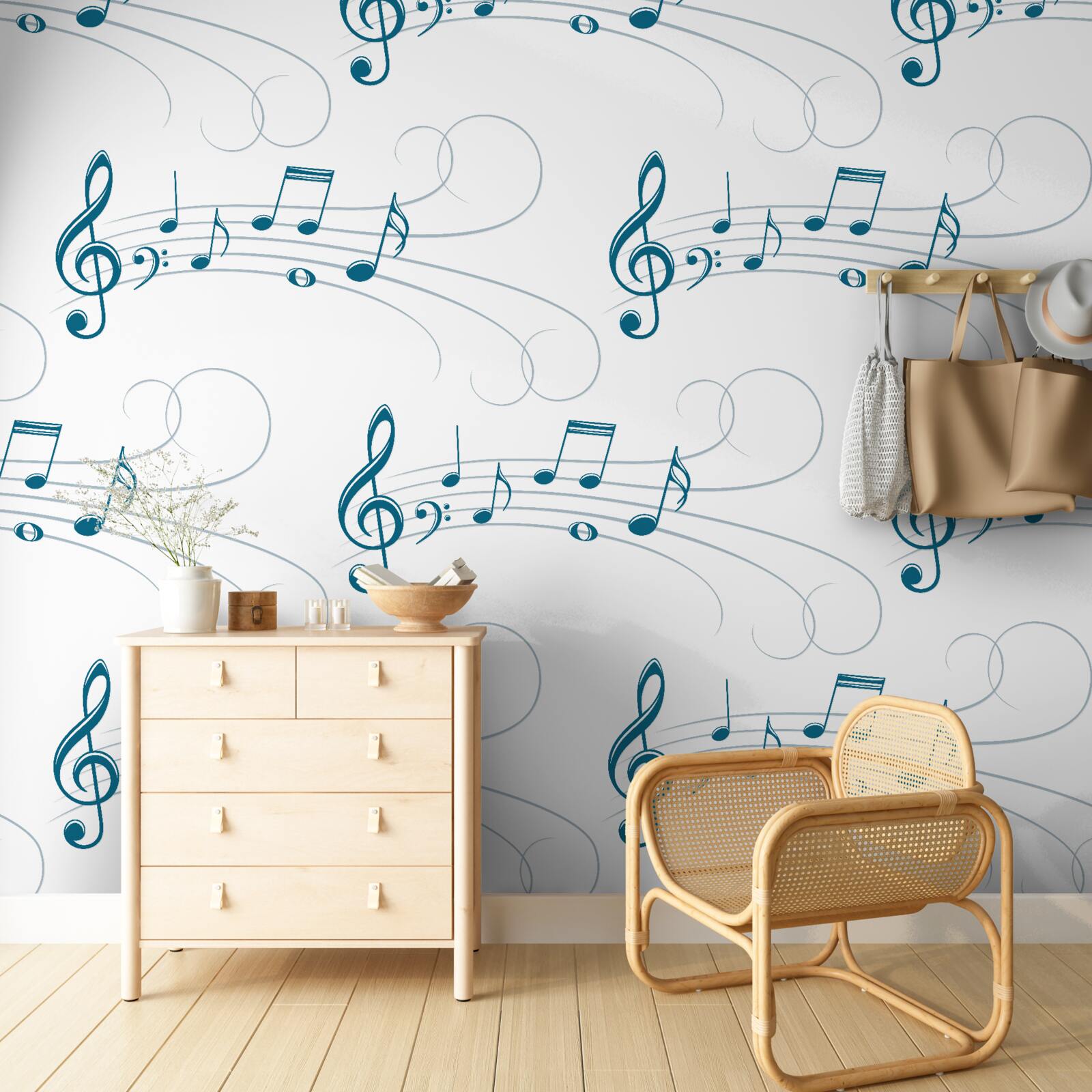 Fotobehang muziekopnames met vioolsleutel